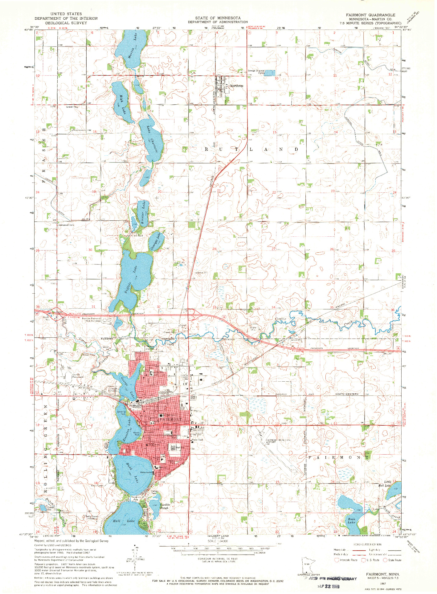 USGS 1:24000-SCALE QUADRANGLE FOR FAIRMONT, MN 1967