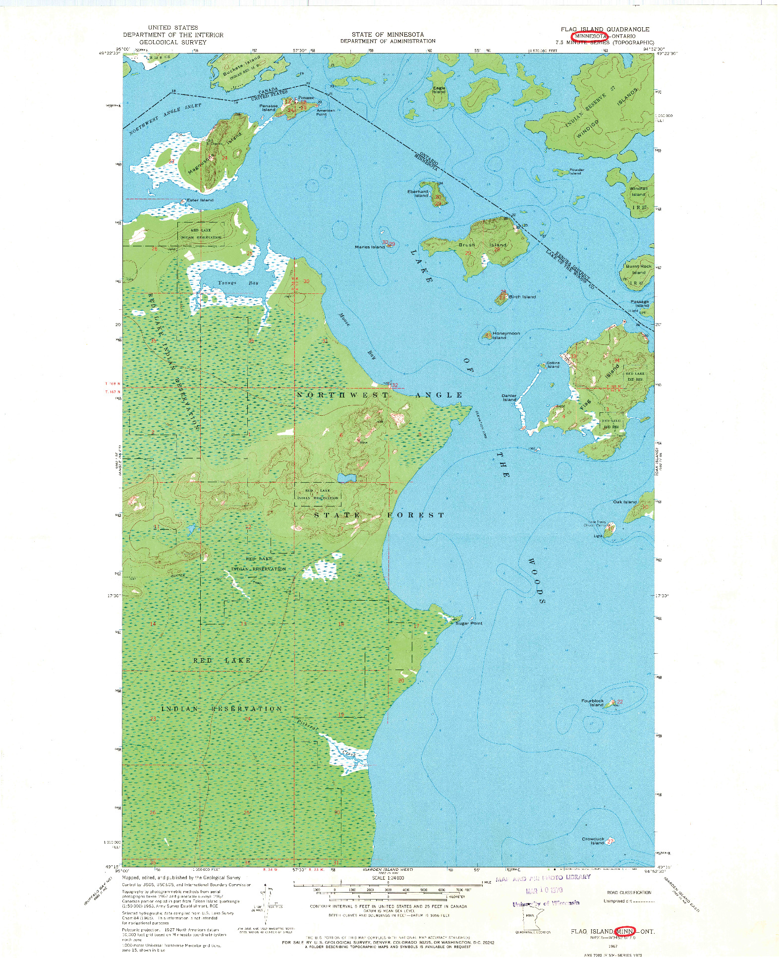 USGS 1:24000-SCALE QUADRANGLE FOR FLAG ISLAND, MN 1967