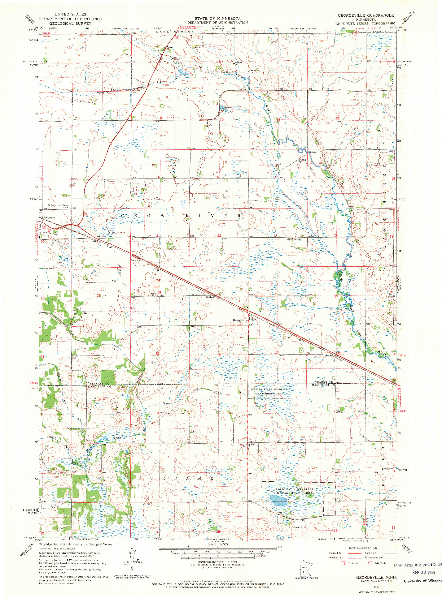 USGS 1:24000-SCALE QUADRANGLE FOR GEORGEVILLE, MN 1967