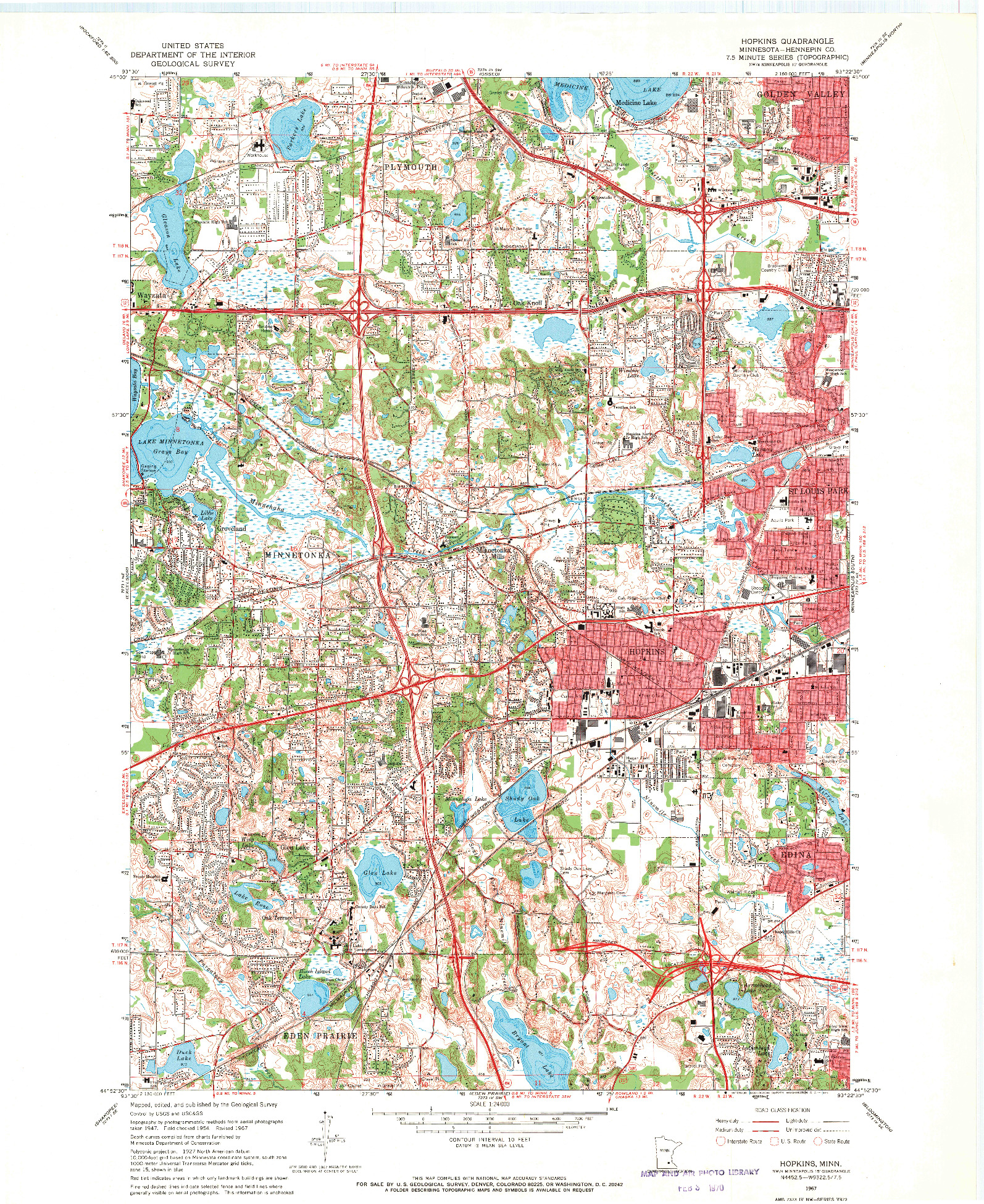 USGS 1:24000-SCALE QUADRANGLE FOR HOPKINS, MN 1967