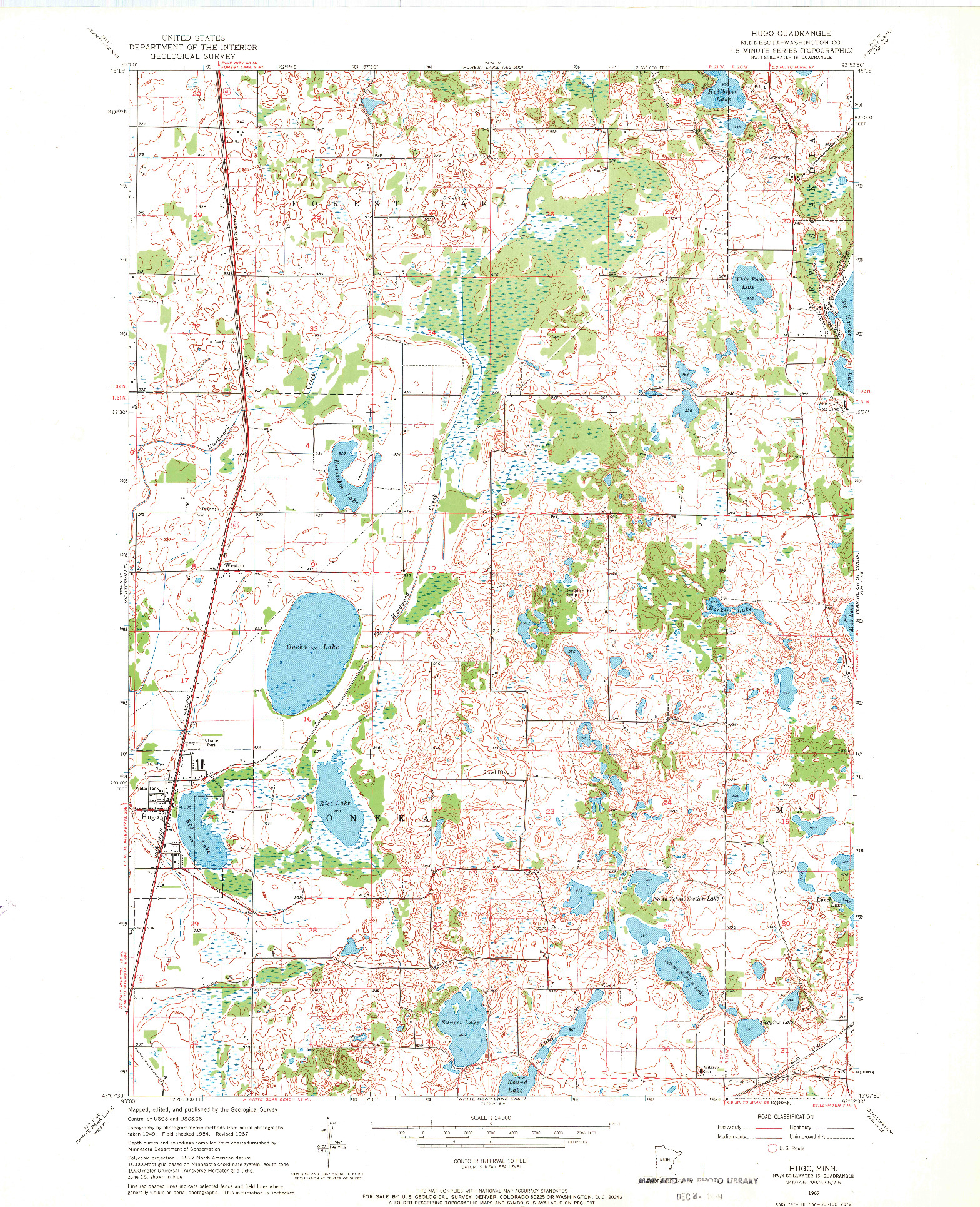 USGS 1:24000-SCALE QUADRANGLE FOR HUGO, MN 1967