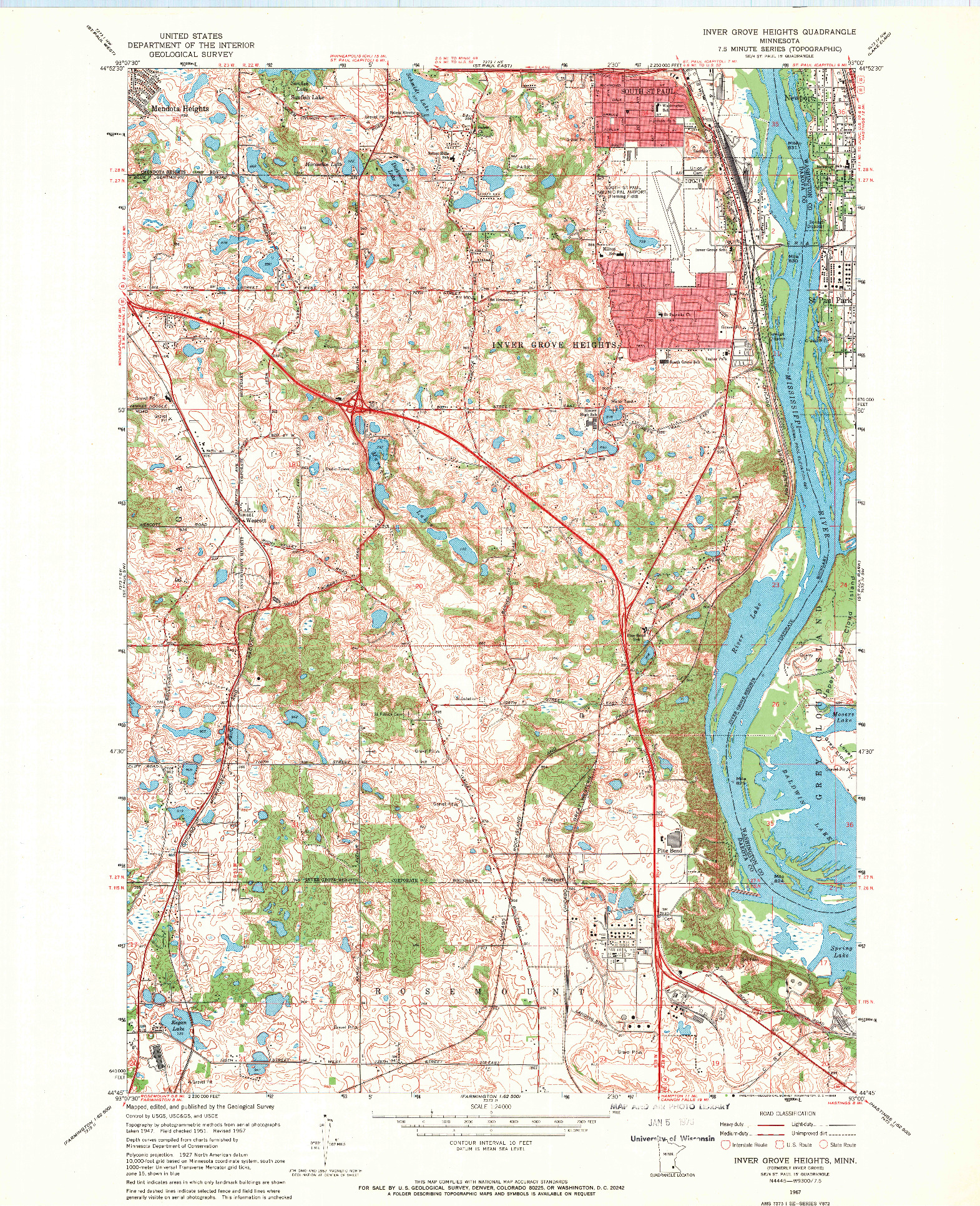 USGS 1:24000-SCALE QUADRANGLE FOR INVER GROVE HEIGHTS, MN 1967