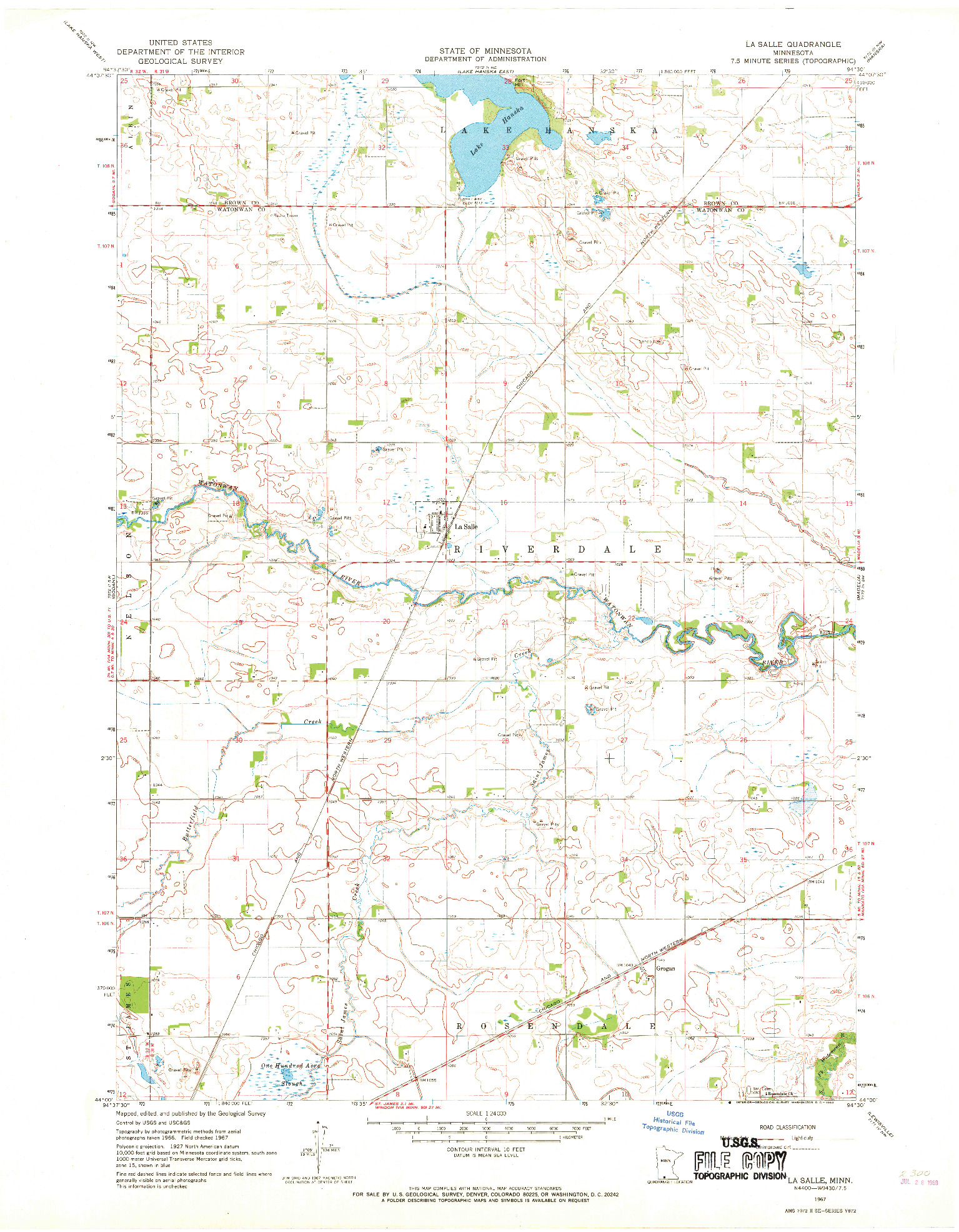 USGS 1:24000-SCALE QUADRANGLE FOR LA SALLE, MN 1967