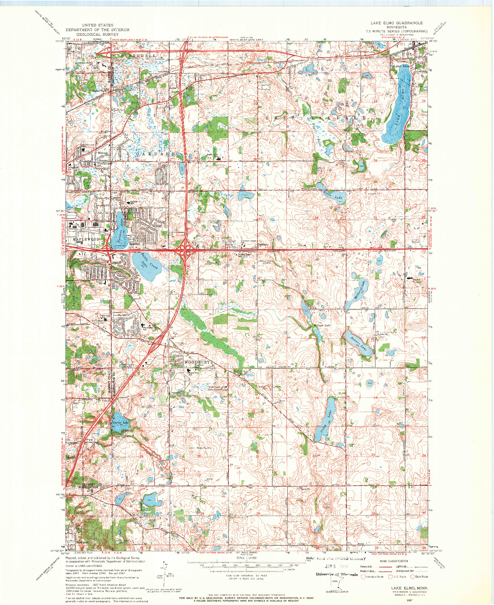 USGS 1:24000-SCALE QUADRANGLE FOR LAKE ELMO, MN 1967