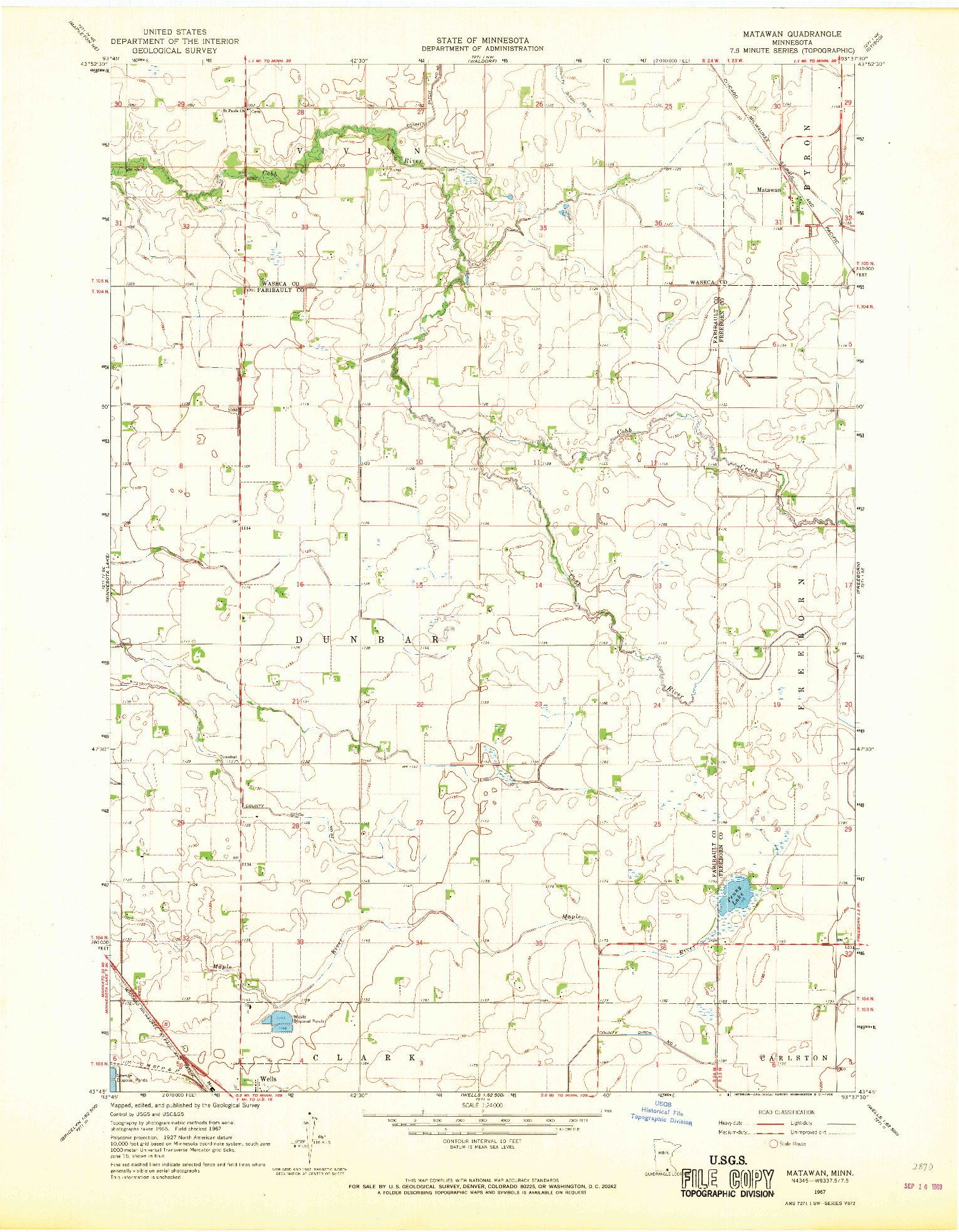 USGS 1:24000-SCALE QUADRANGLE FOR MATAWAN, MN 1967