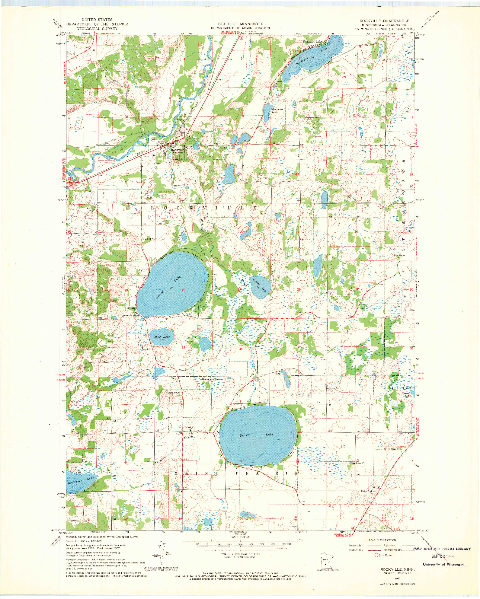 USGS 1:24000-SCALE QUADRANGLE FOR ROCKVILLE, MN 1967