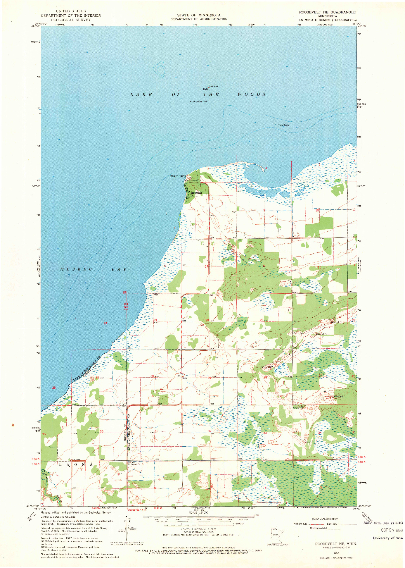 USGS 1:24000-SCALE QUADRANGLE FOR ROOSEVELT NE, MN 1967