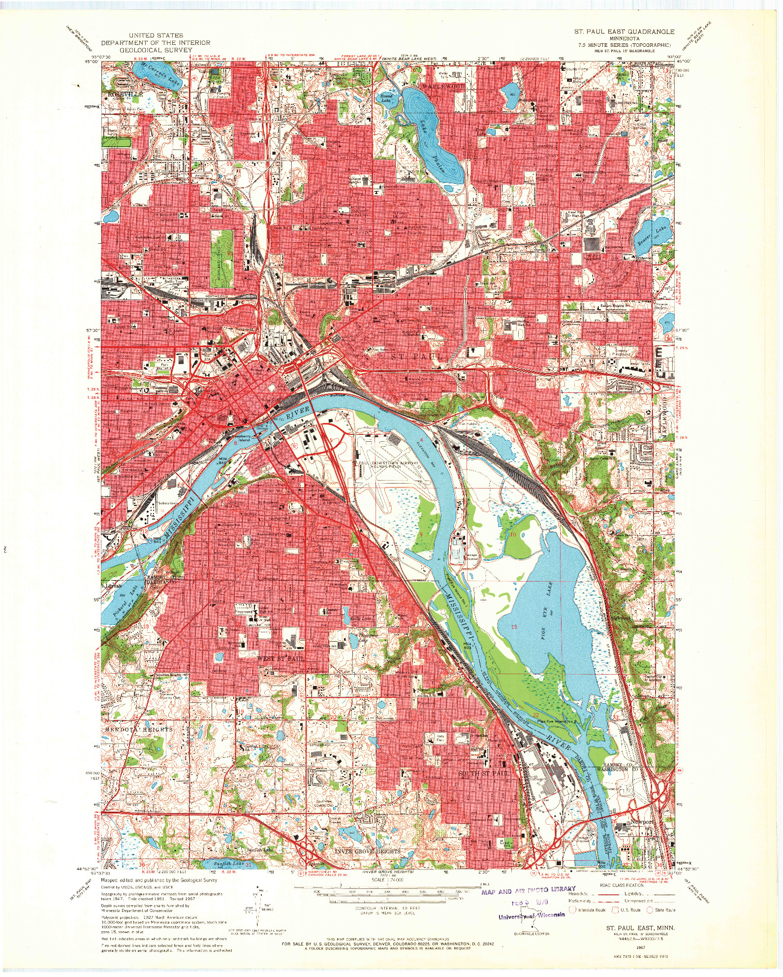 USGS 1:24000-SCALE QUADRANGLE FOR ST. PAUL EAST, MN 1967