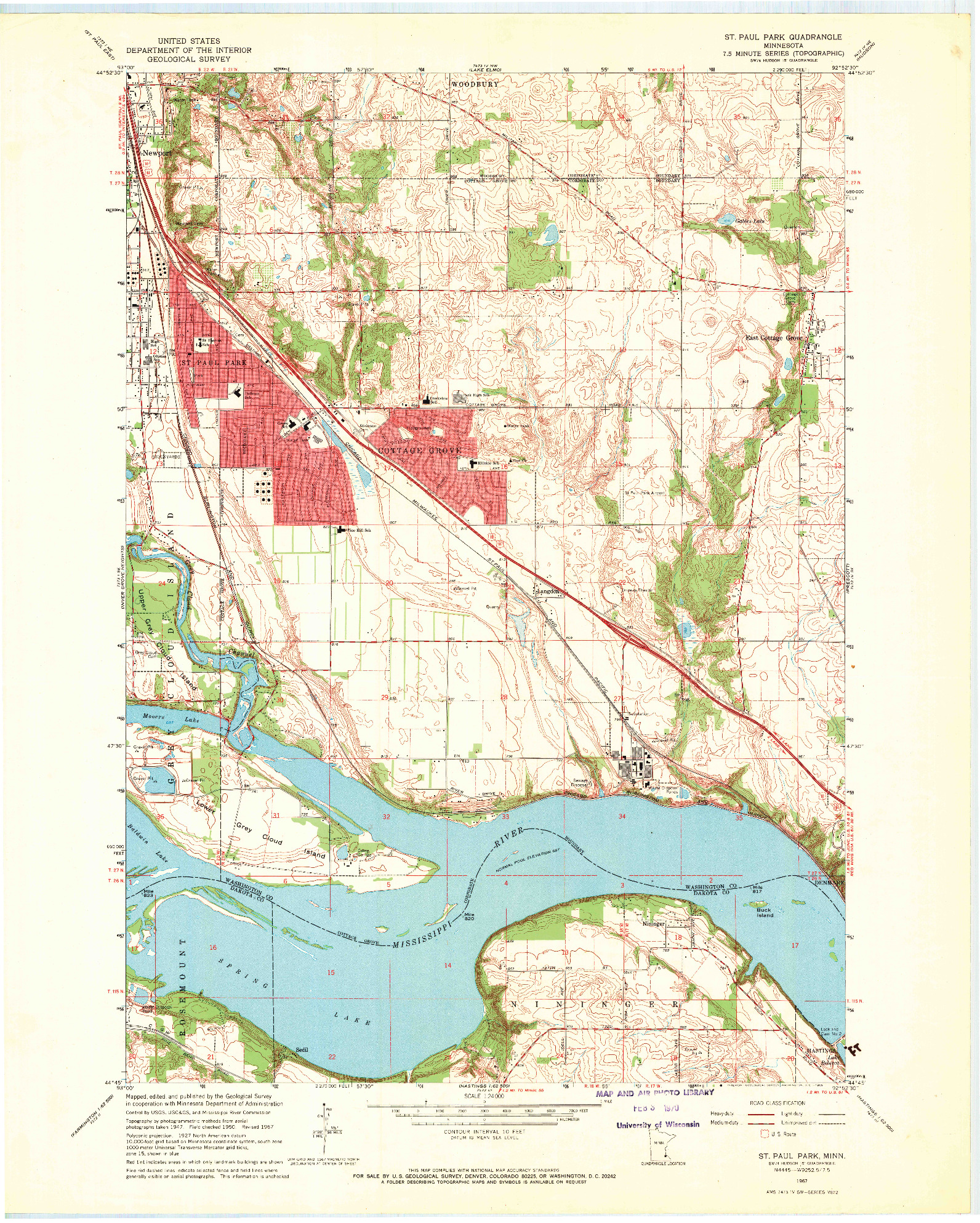 USGS 1:24000-SCALE QUADRANGLE FOR ST PAUL PARK, MN 1967