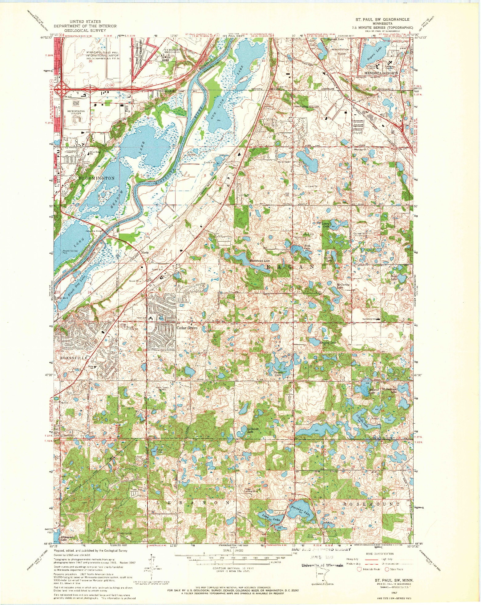 USGS 1:24000-SCALE QUADRANGLE FOR ST. PAUL SW, MN 1967