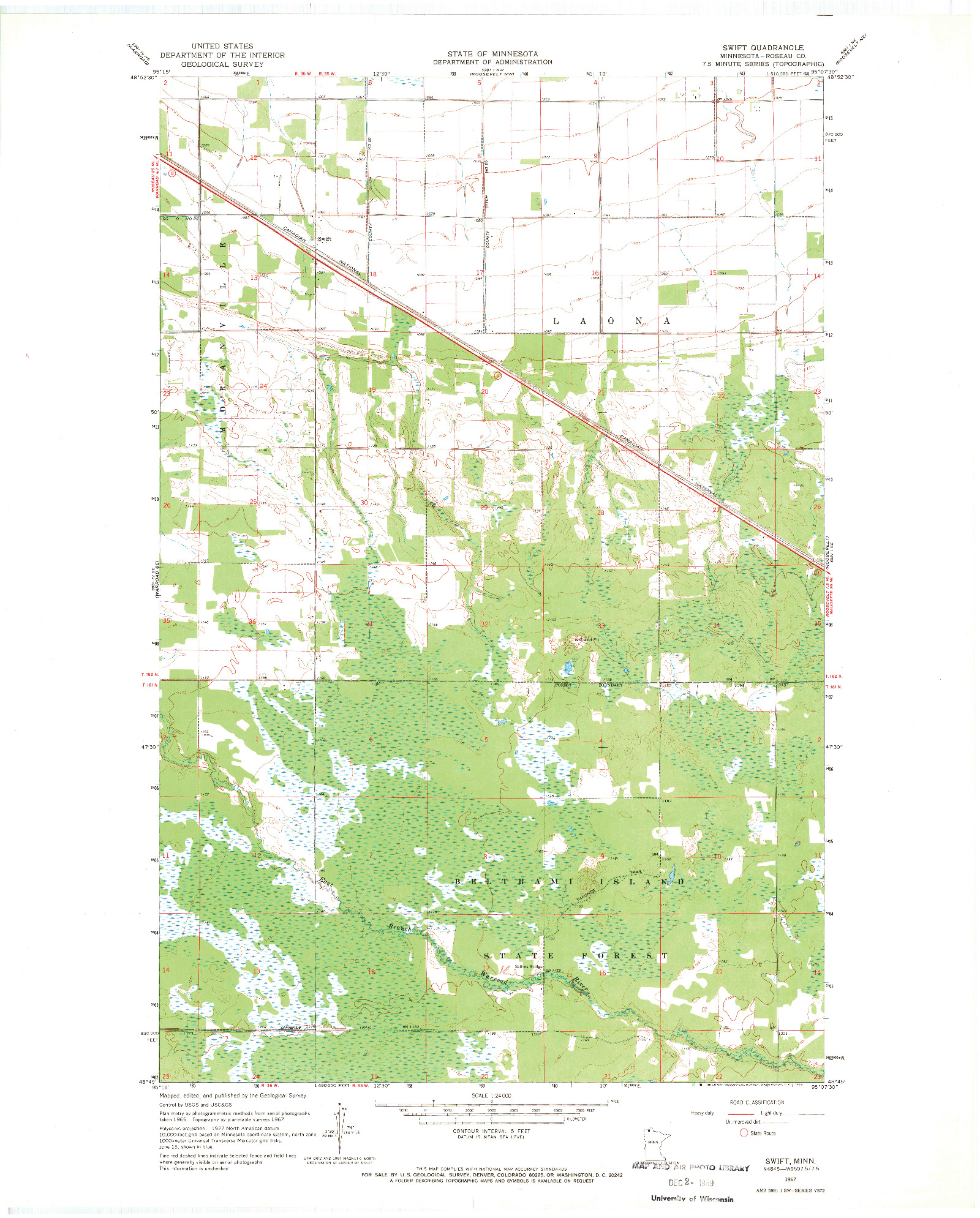 USGS 1:24000-SCALE QUADRANGLE FOR SWIFT, MN 1967