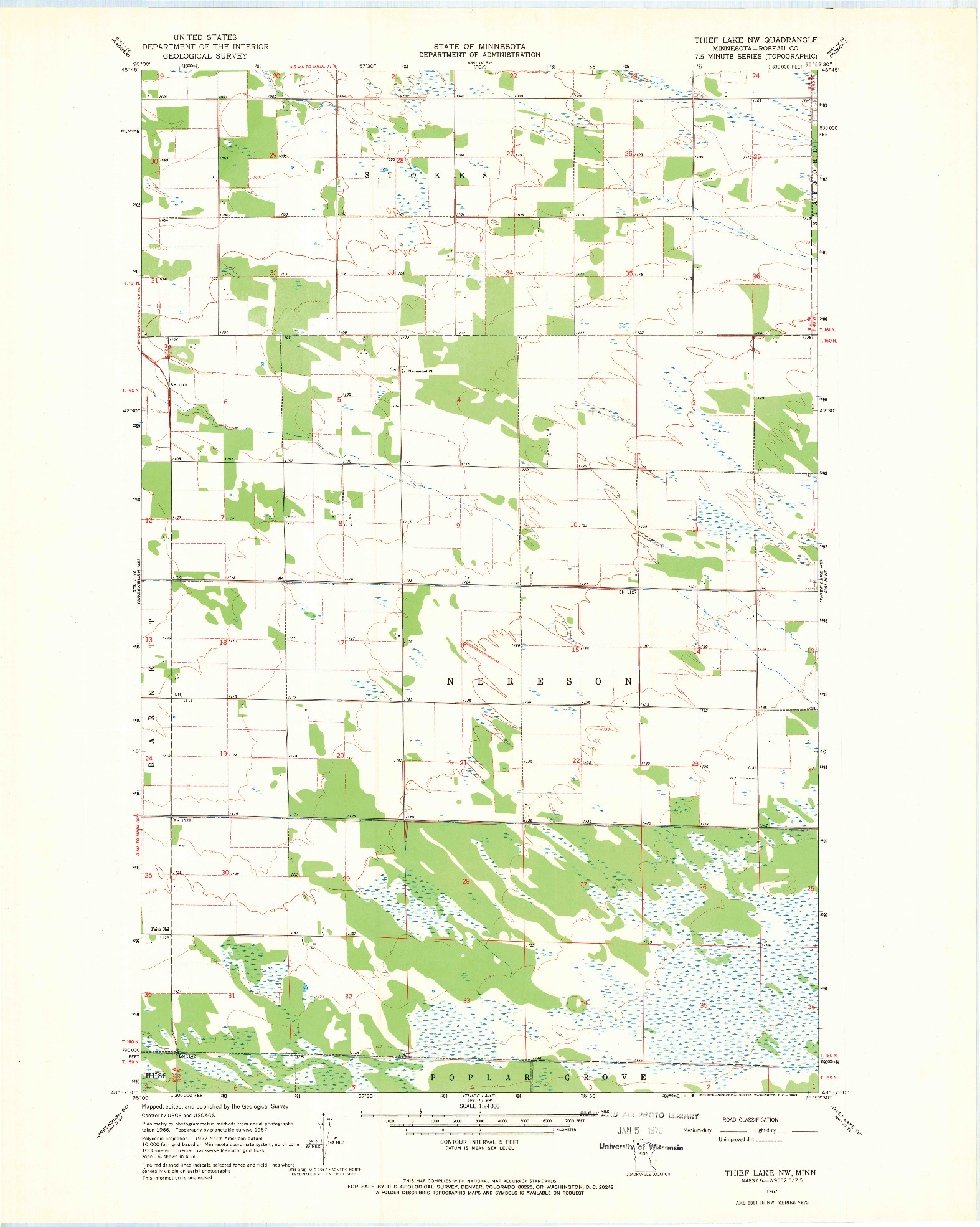 USGS 1:24000-SCALE QUADRANGLE FOR THIEF LAKE NW, MN 1967