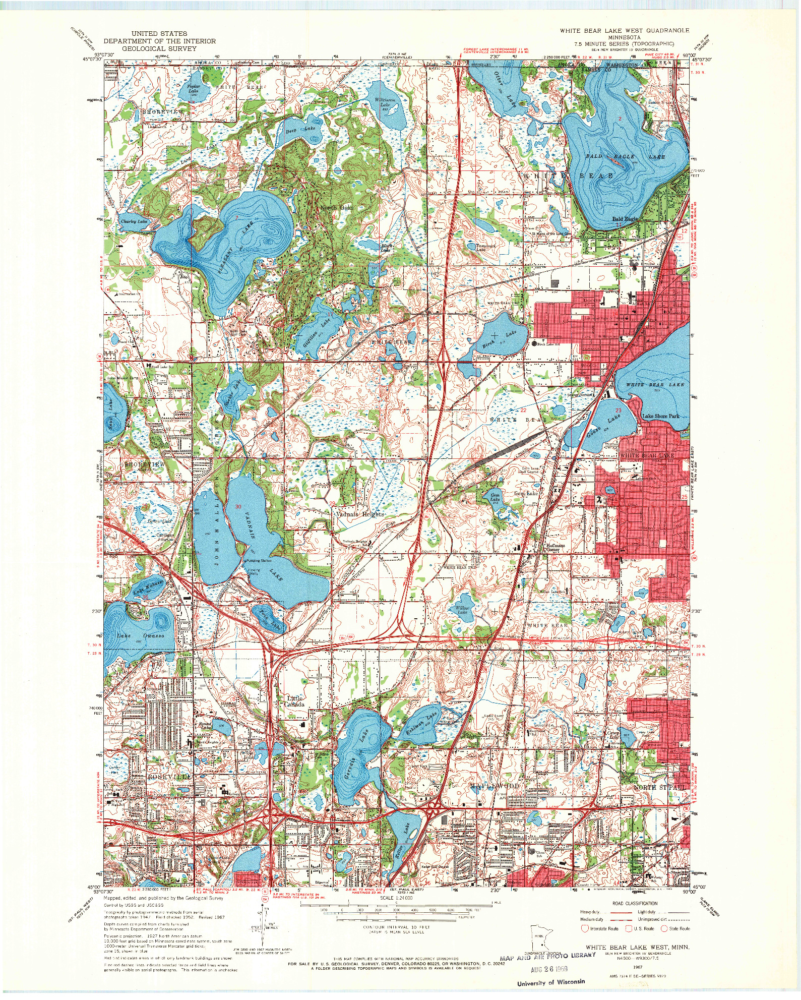 USGS 1:24000-SCALE QUADRANGLE FOR WHITE BEAR LAKE WEST, MN 1967