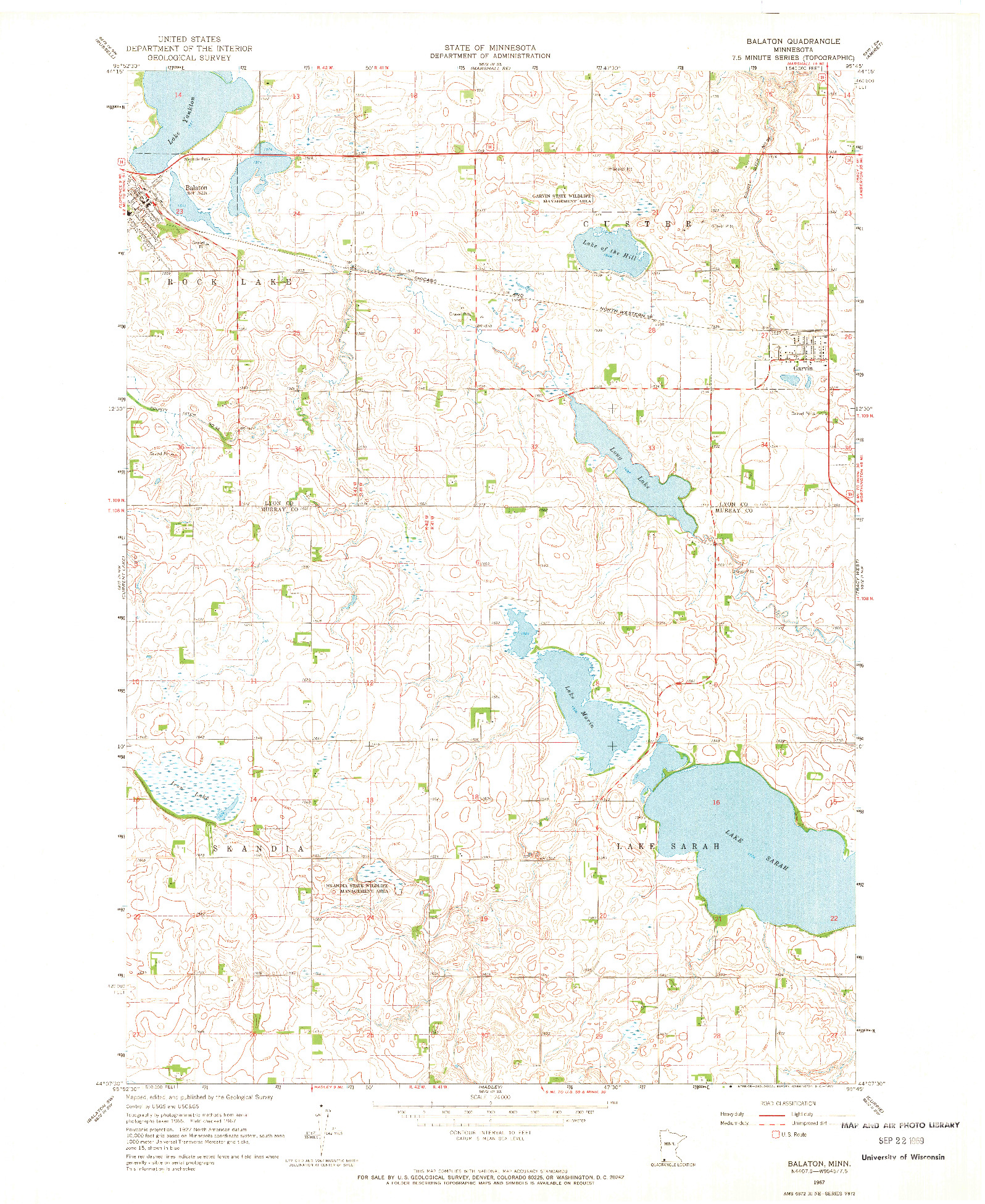 USGS 1:24000-SCALE QUADRANGLE FOR BALATON, MN 1967
