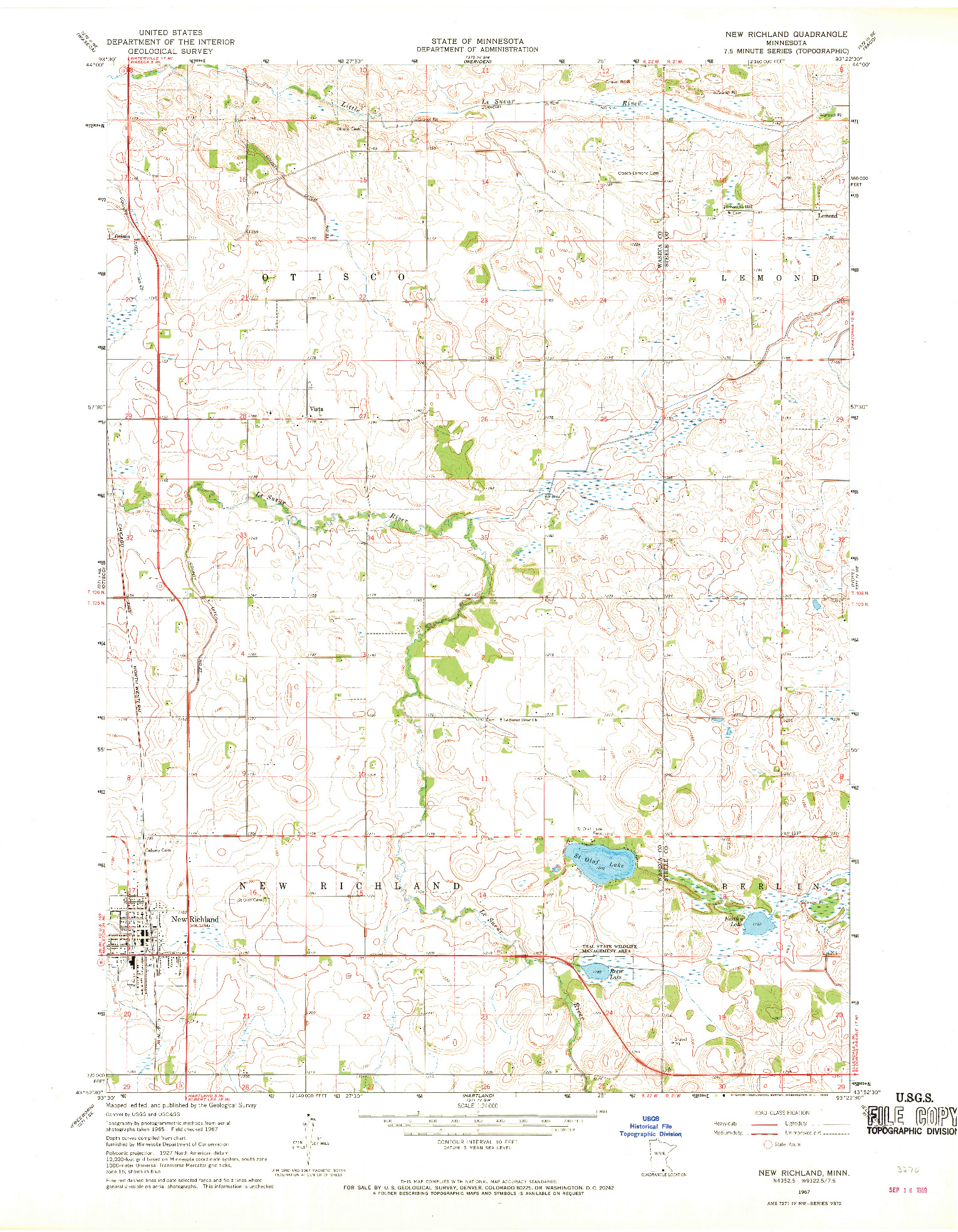 USGS 1:24000-SCALE QUADRANGLE FOR NEW RICHLAND, MN 1967