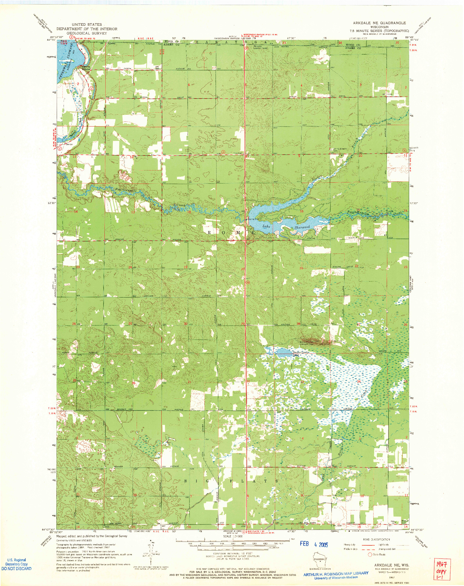 USGS 1:24000-SCALE QUADRANGLE FOR ARKDALE NE, WI 1967