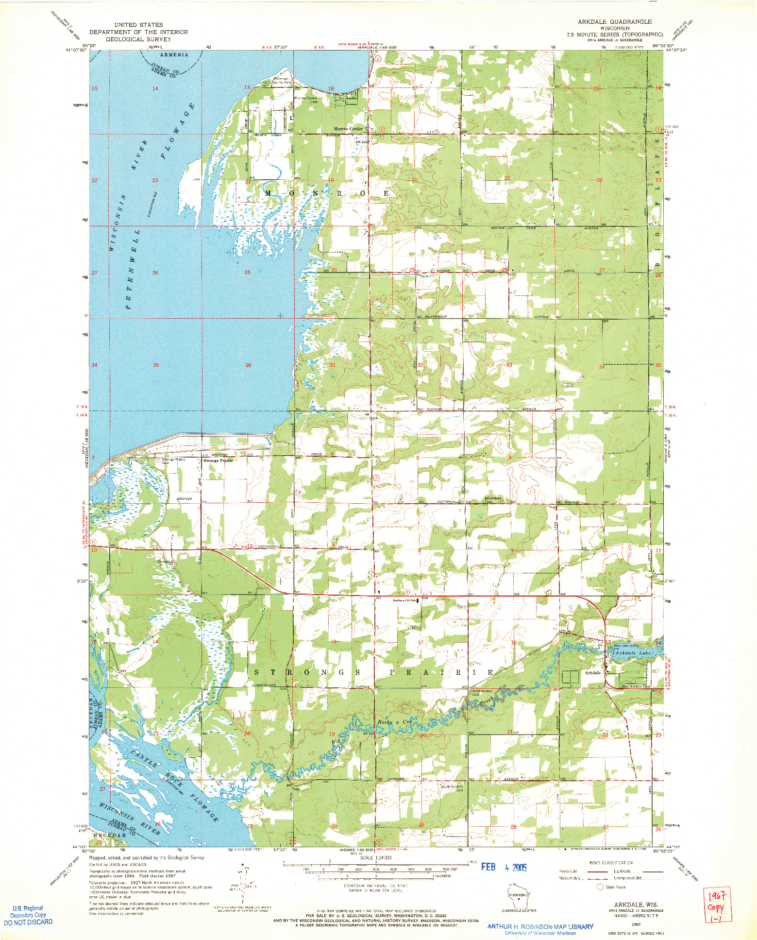 USGS 1:24000-SCALE QUADRANGLE FOR ARKDALE, WI 1967