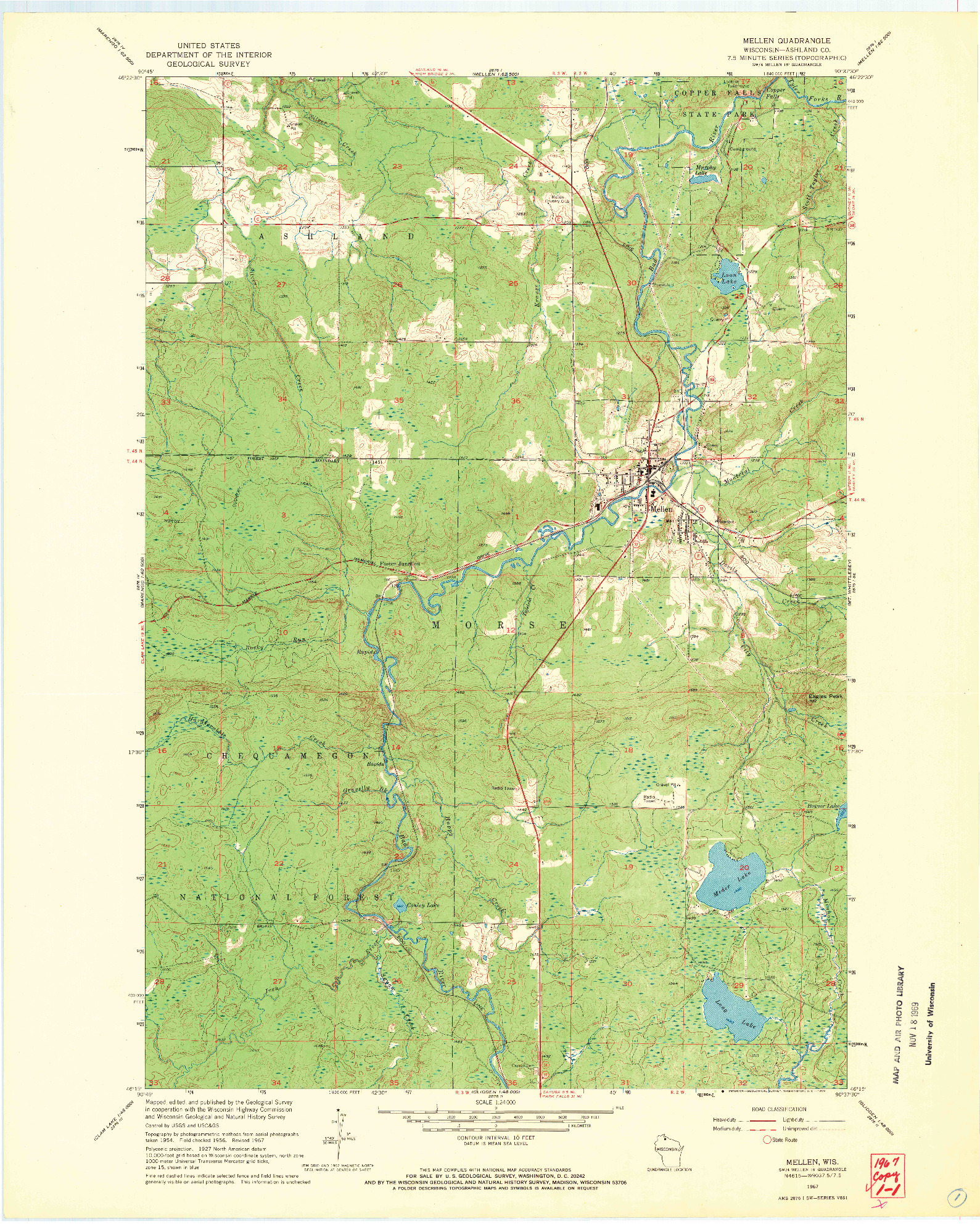USGS 1:24000-SCALE QUADRANGLE FOR MELLEN, WI 1967