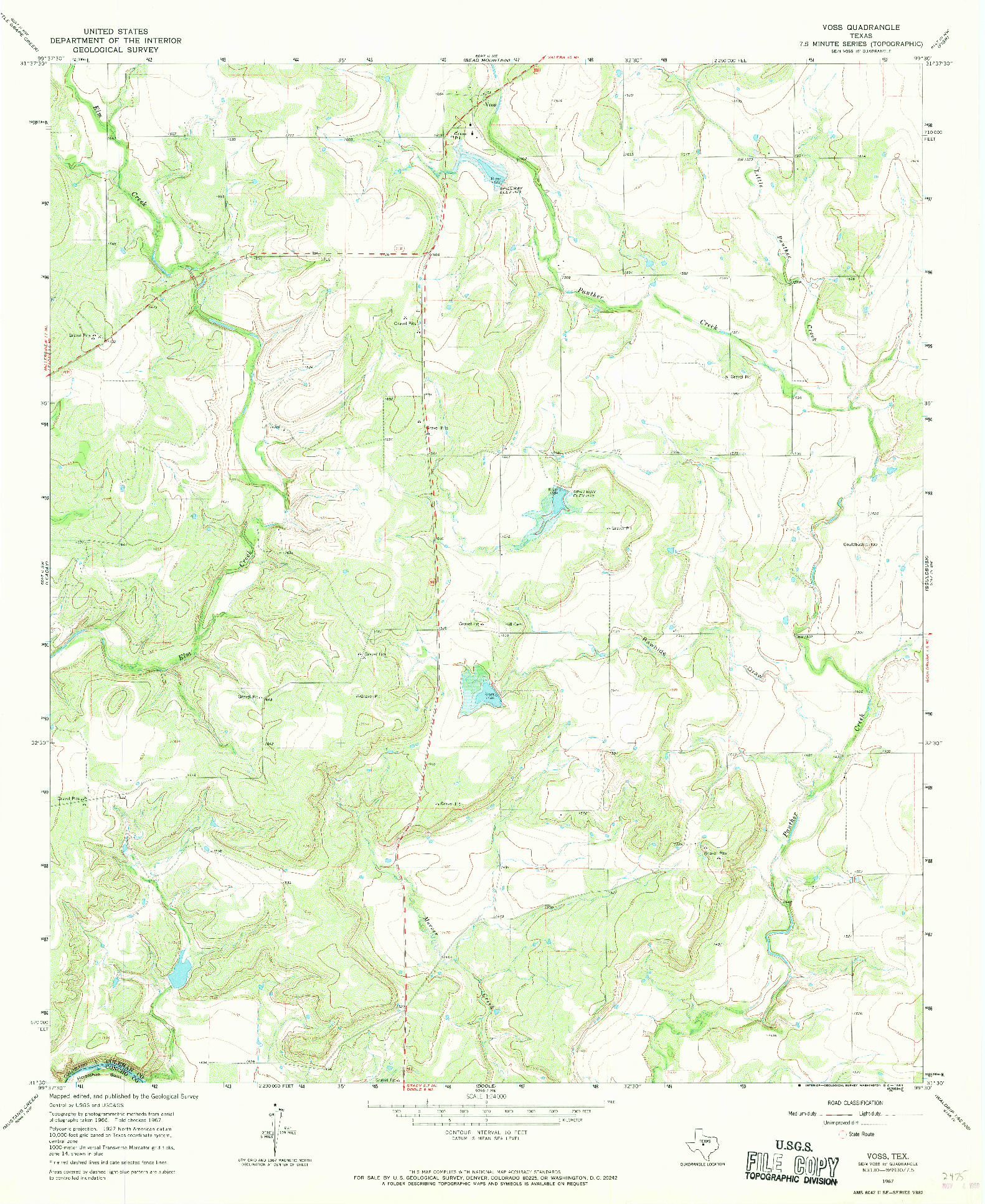USGS 1:24000-SCALE QUADRANGLE FOR VOSS, TX 1967