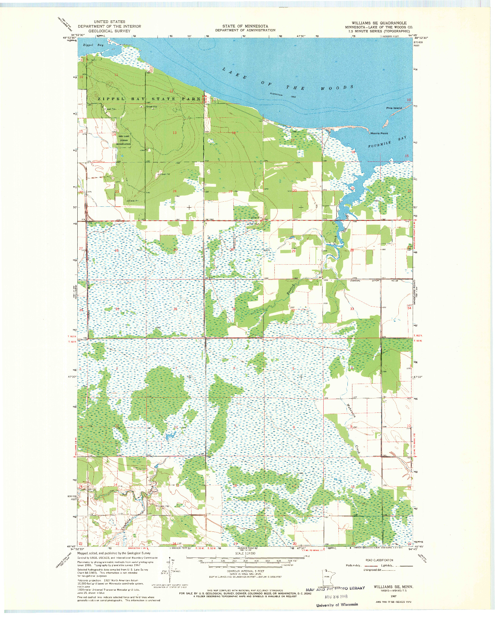 USGS 1:24000-SCALE QUADRANGLE FOR WILLIAMS SE, MN 1967