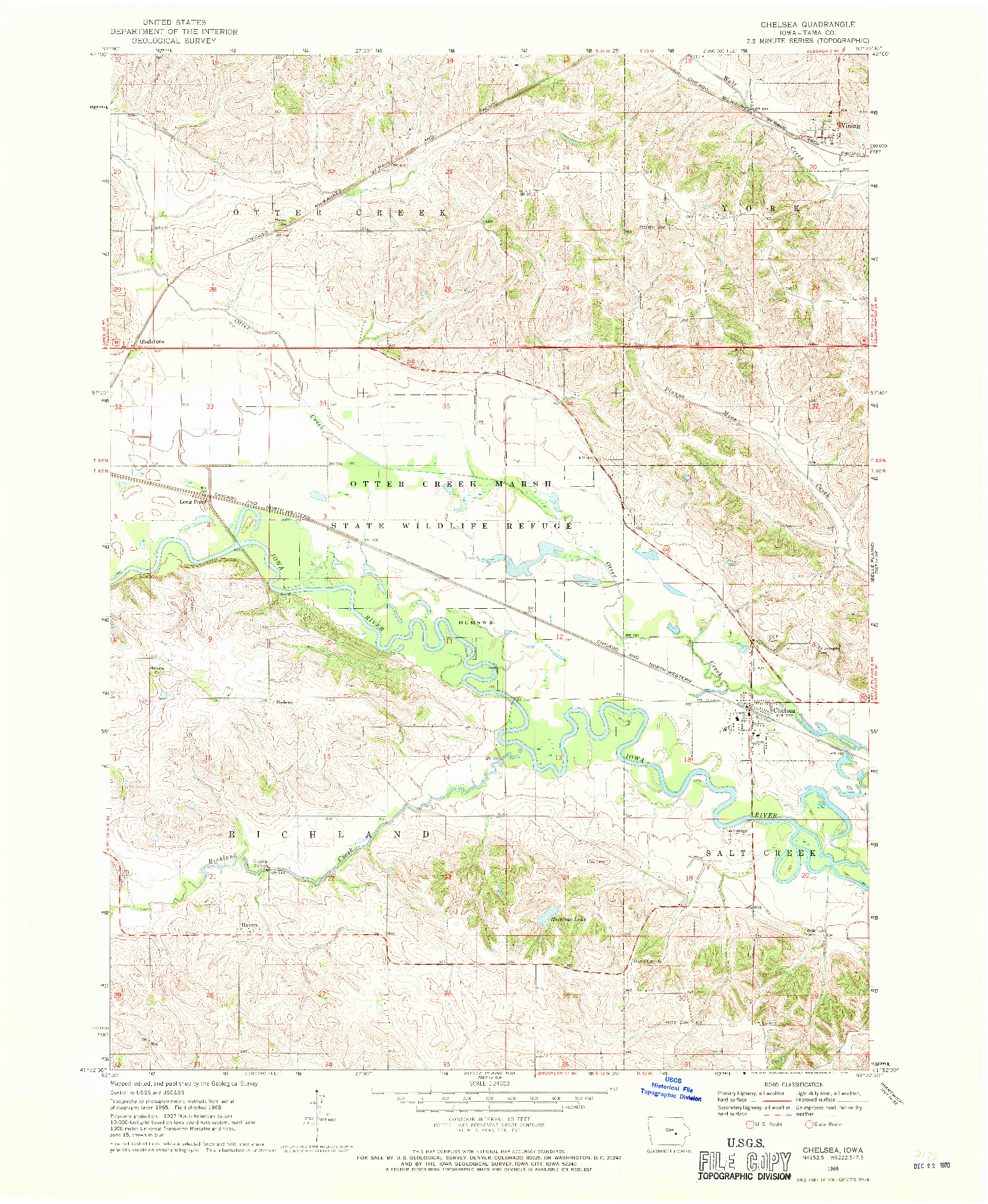USGS 1:24000-SCALE QUADRANGLE FOR CHELSEA, IA 1968