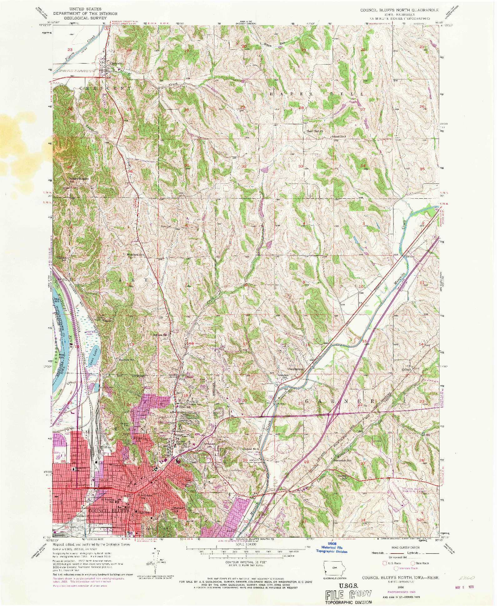 USGS 1:24000-SCALE QUADRANGLE FOR COUNCIL BLUFFS NORTH, IA 1956