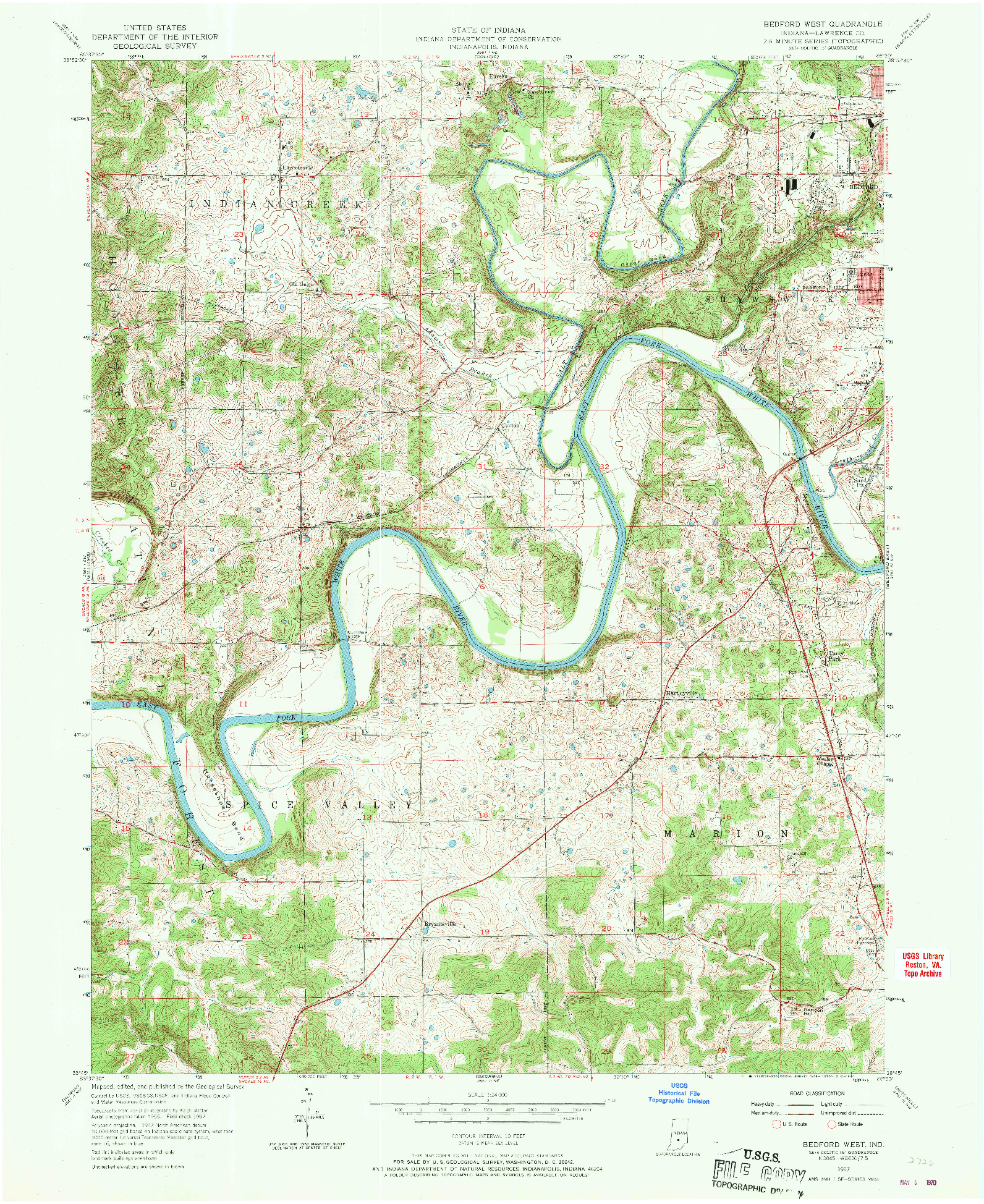 USGS 1:24000-SCALE QUADRANGLE FOR BEDFORD WEST, IN 1957