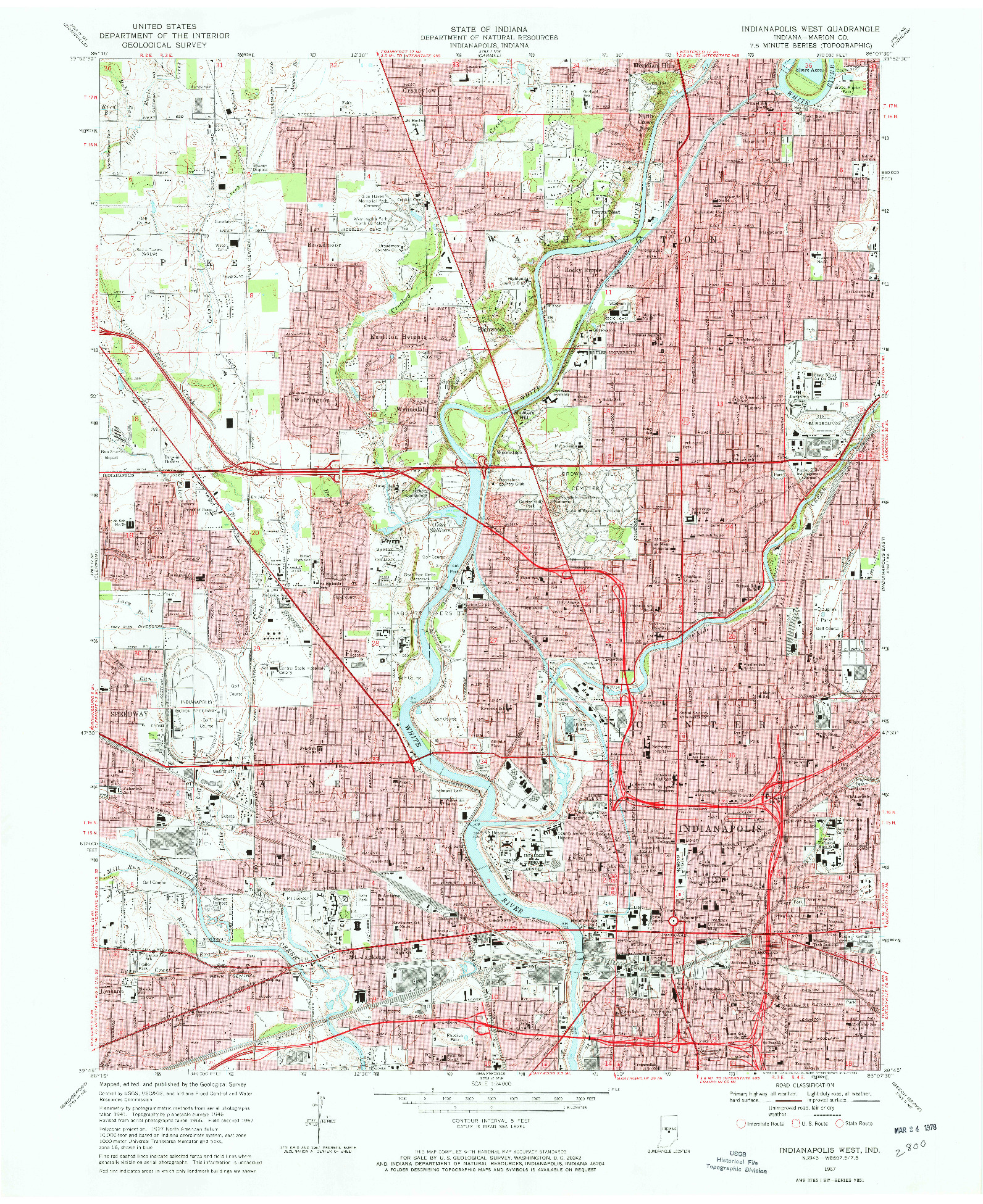 USGS 1:24000-SCALE QUADRANGLE FOR INDIANAPOLIS WEST, IN 1967