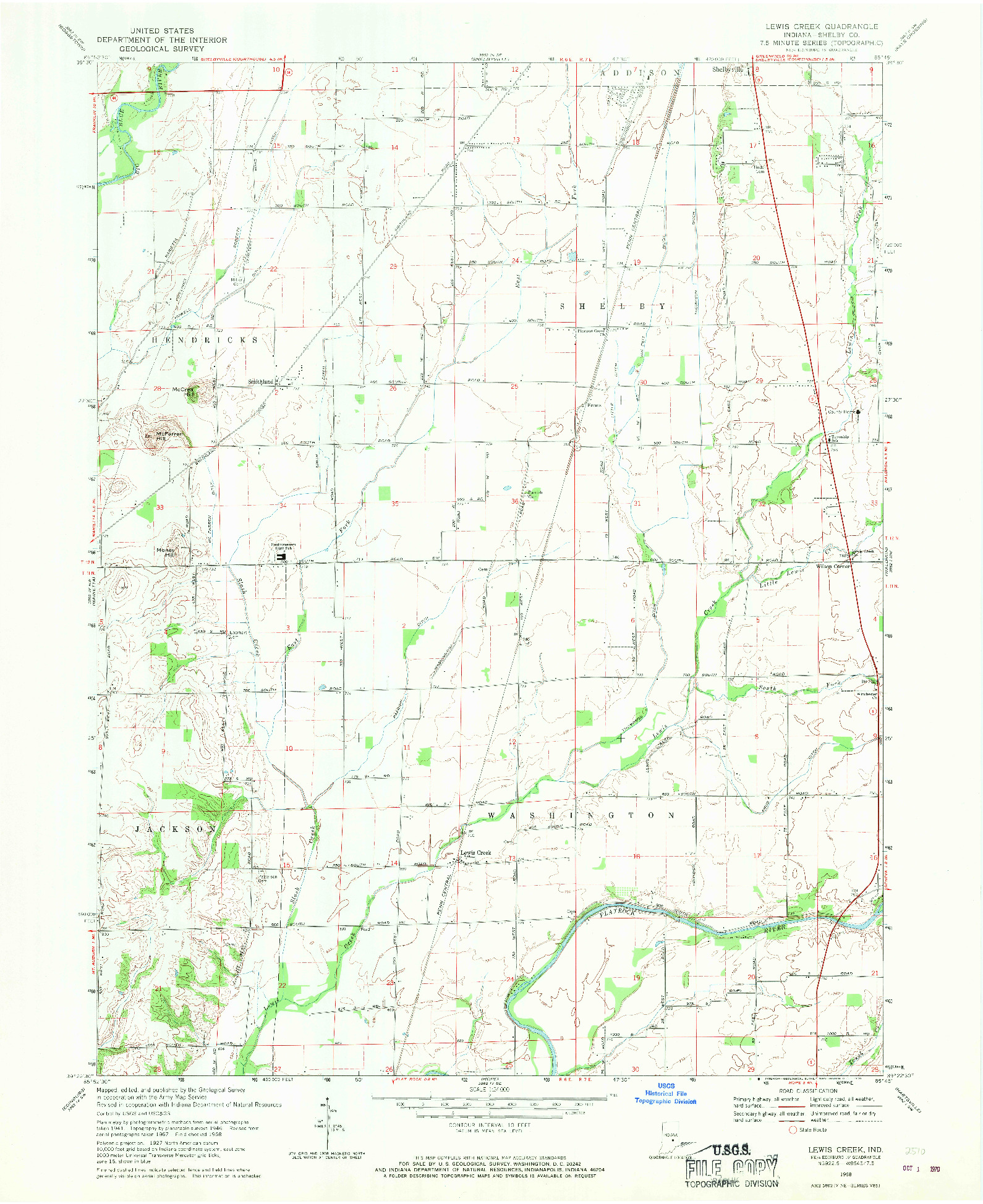 USGS 1:24000-SCALE QUADRANGLE FOR LEWIS CREEK, IN 1968