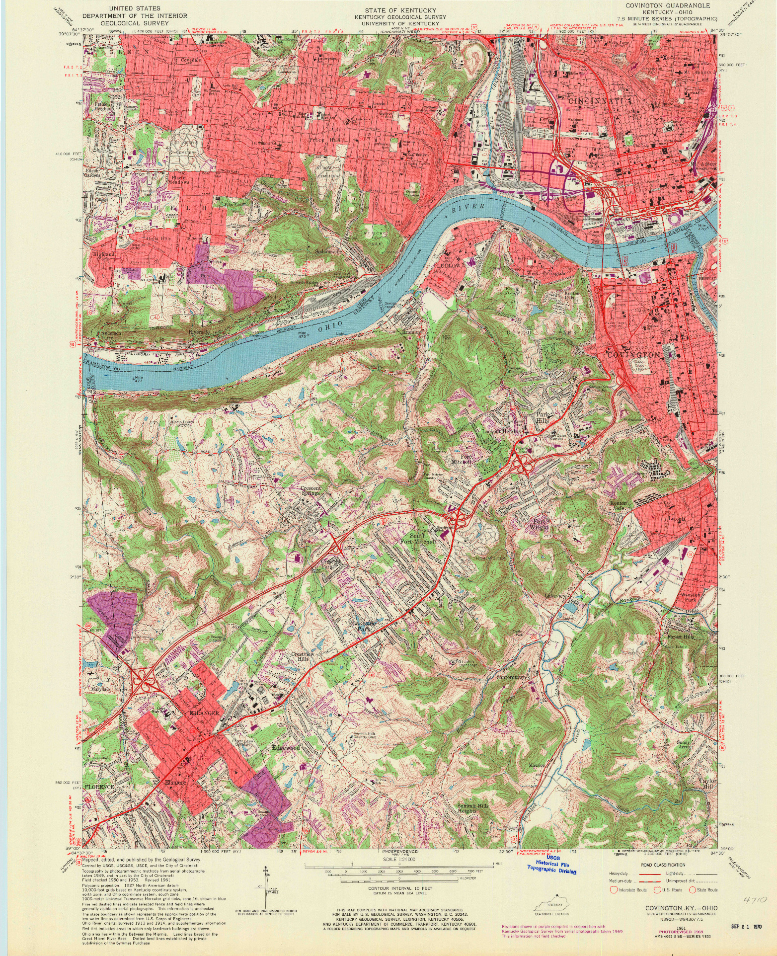 USGS 1:24000-SCALE QUADRANGLE FOR COVINGTON, KY 1961
