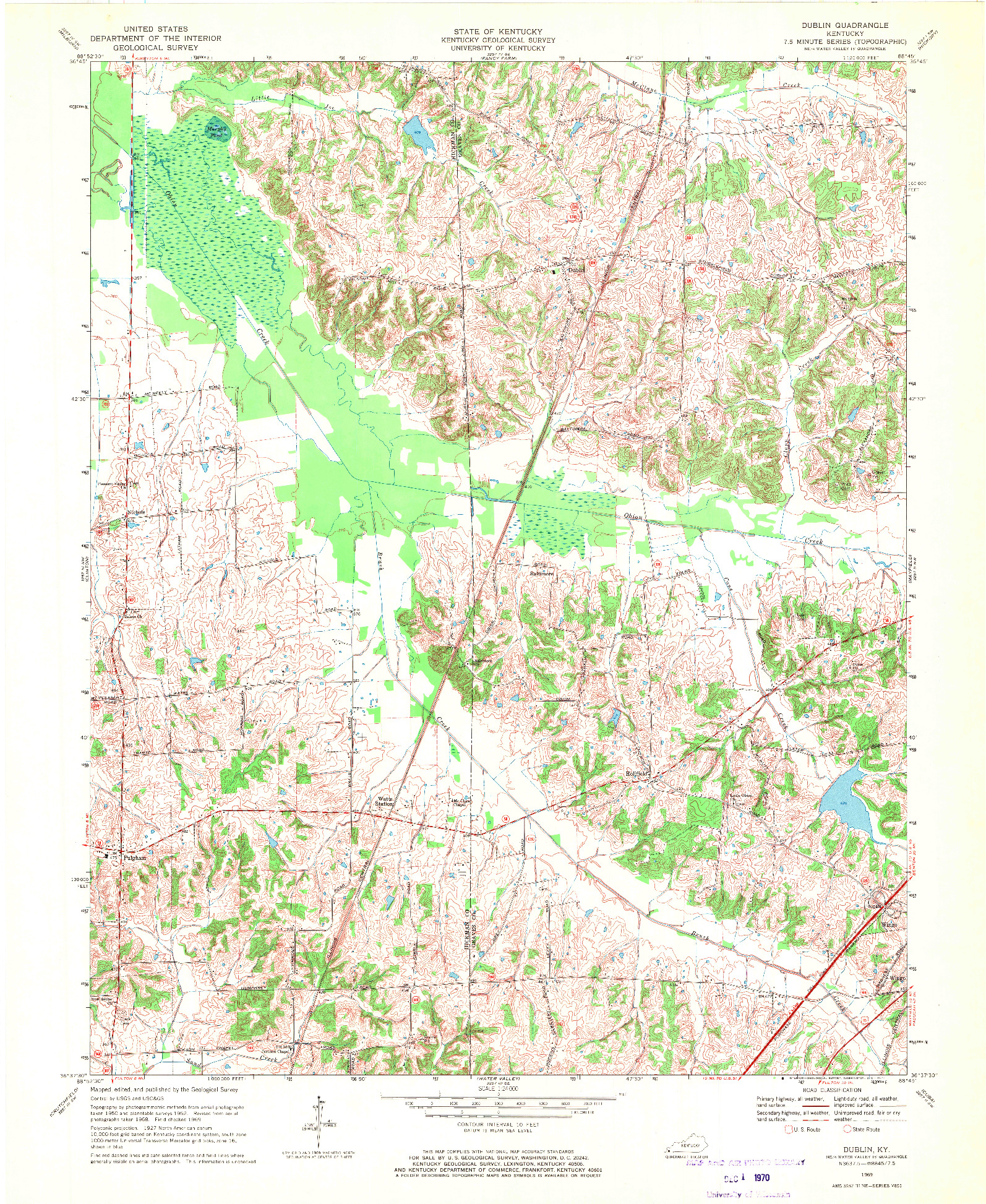 USGS 1:24000-SCALE QUADRANGLE FOR DUBLIN, KY 1969