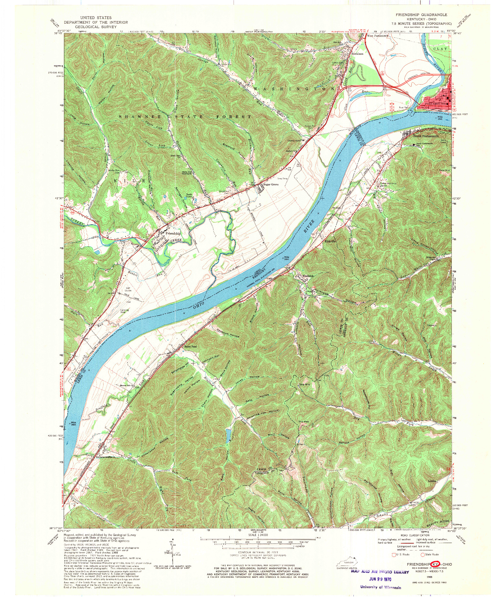 USGS 1:24000-SCALE QUADRANGLE FOR FRIENDSHIP, KY 1968