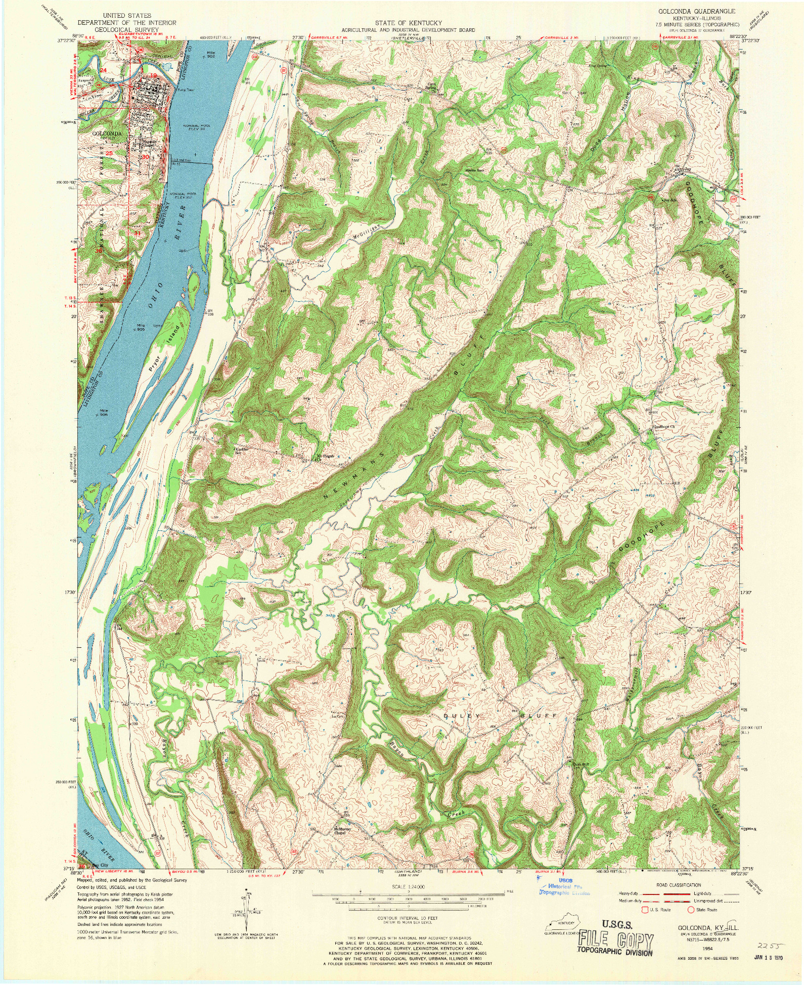 USGS 1:24000-SCALE QUADRANGLE FOR GOLCONDA, KY 1954