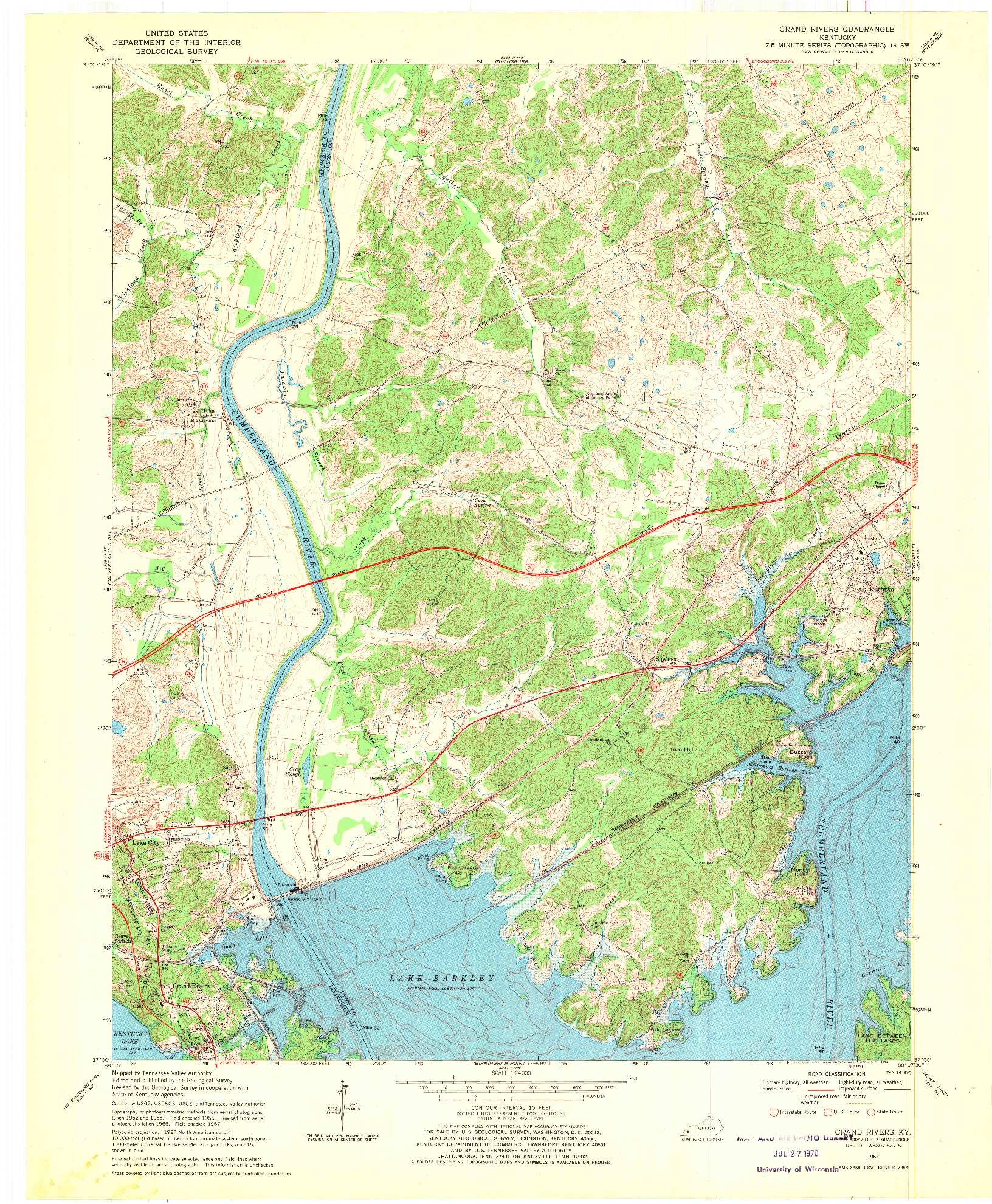 USGS 1:24000-SCALE QUADRANGLE FOR GRAND RIVERS, KY 1967
