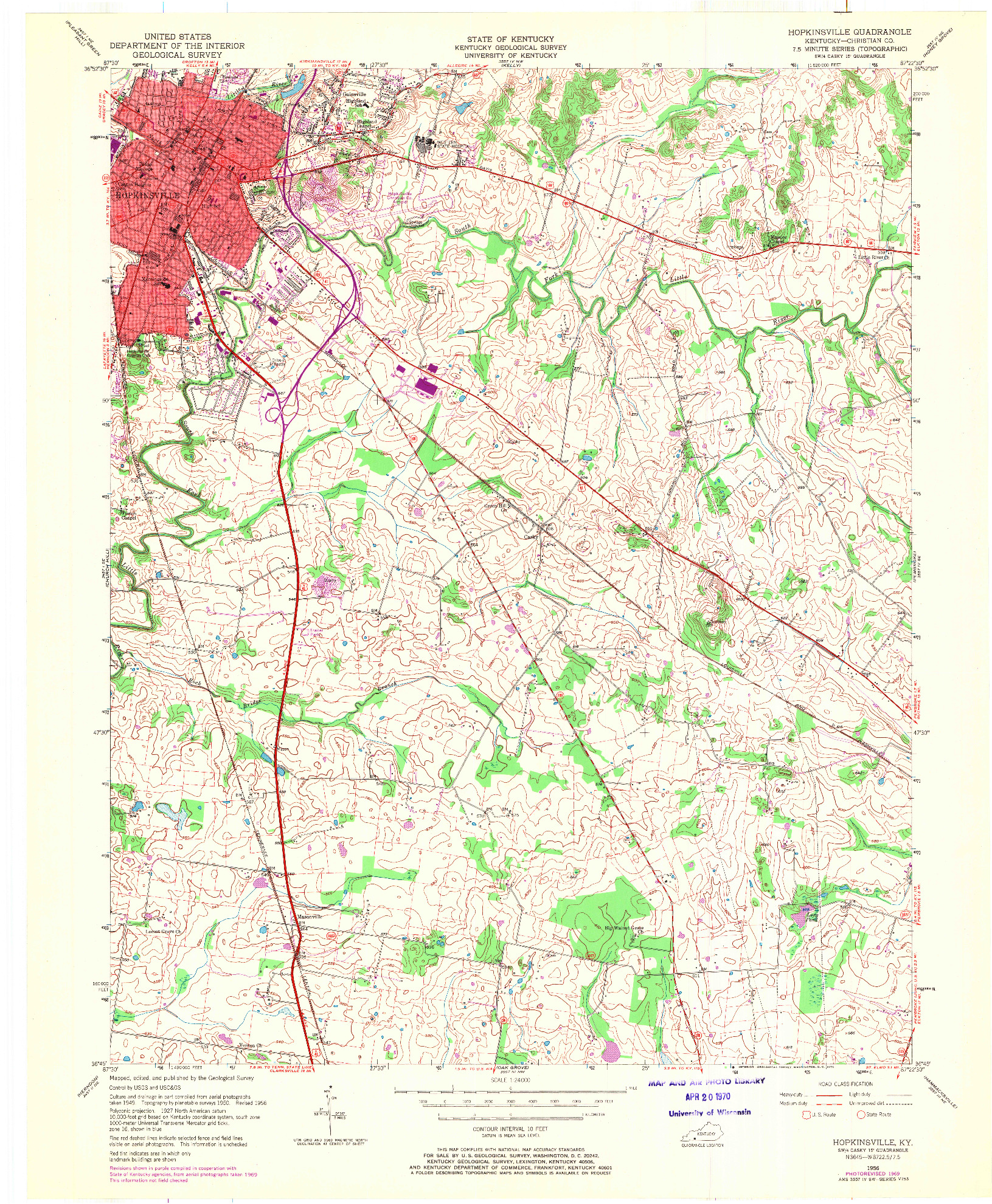 USGS 1:24000-SCALE QUADRANGLE FOR HOPKINSVILLE, KY 1956