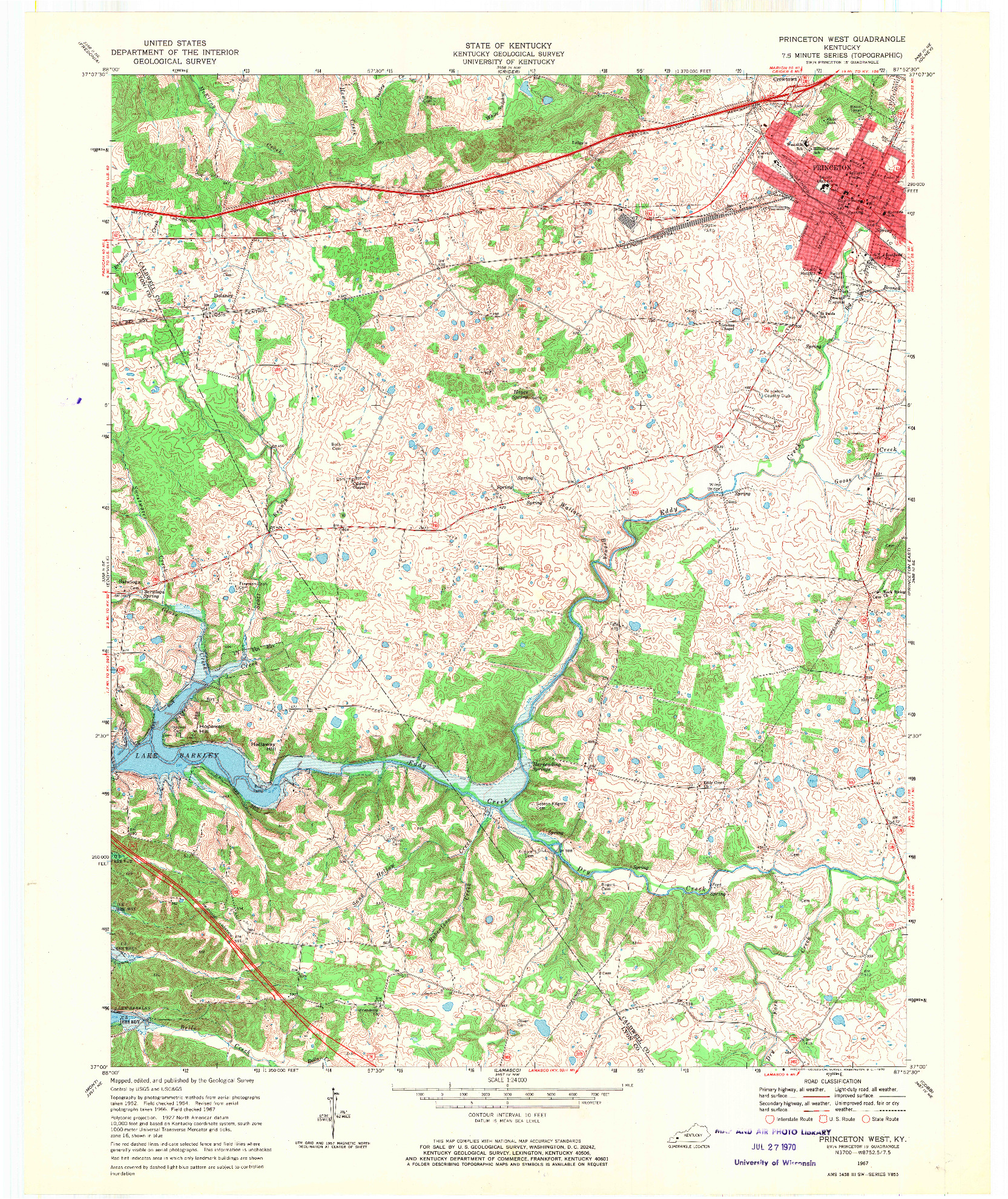USGS 1:24000-SCALE QUADRANGLE FOR PRINCETON WEST, KY 1967