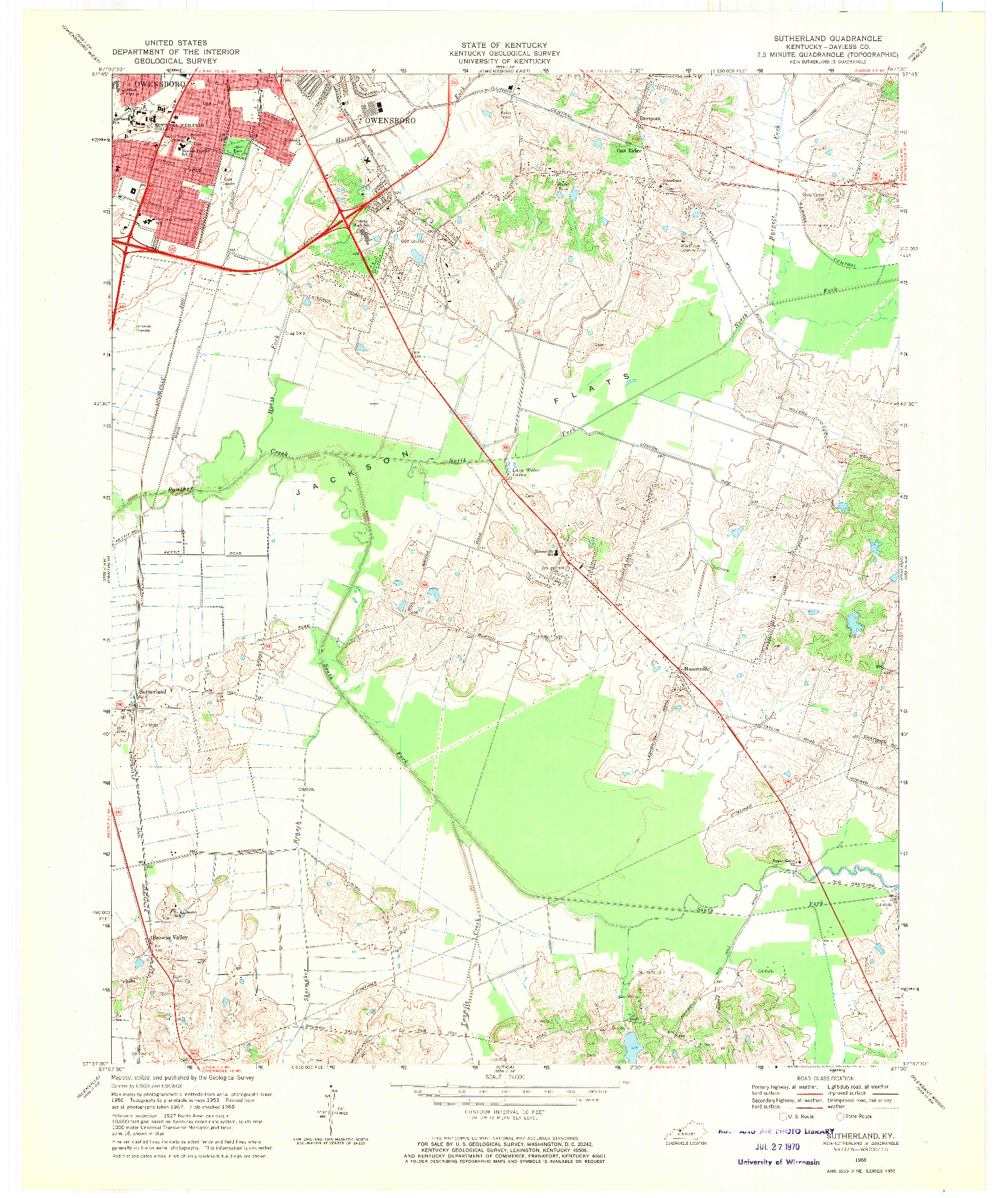 USGS 1:24000-SCALE QUADRANGLE FOR SUTHERLAND, KY 1968