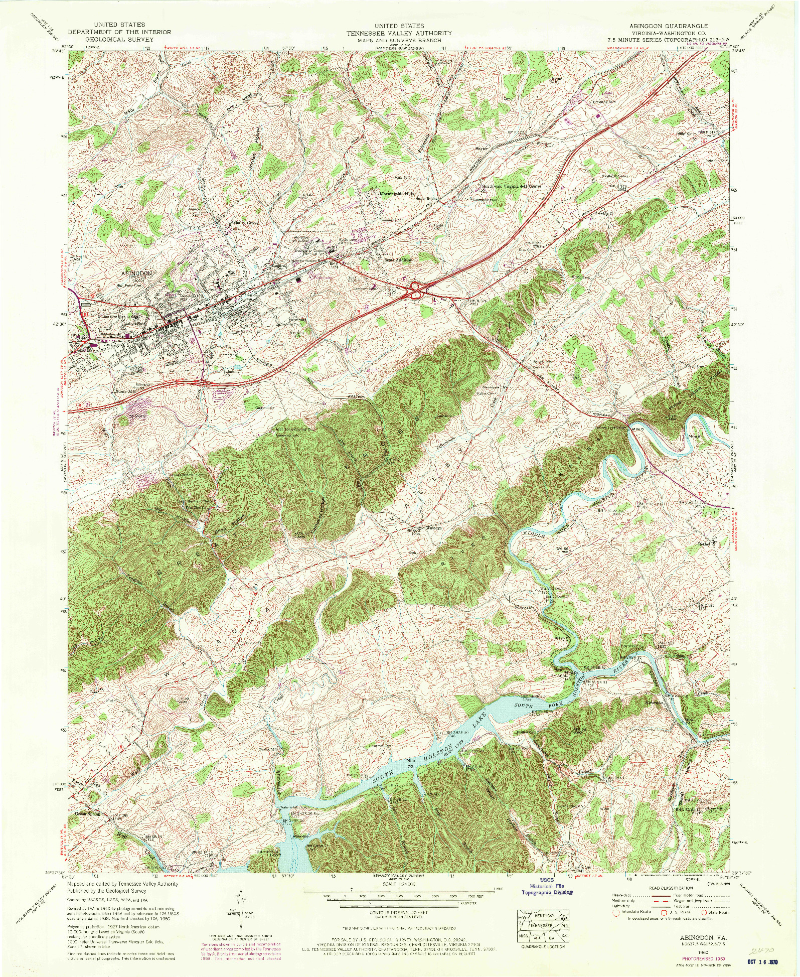 USGS 1:24000-SCALE QUADRANGLE FOR ABINGDON, VA 1960