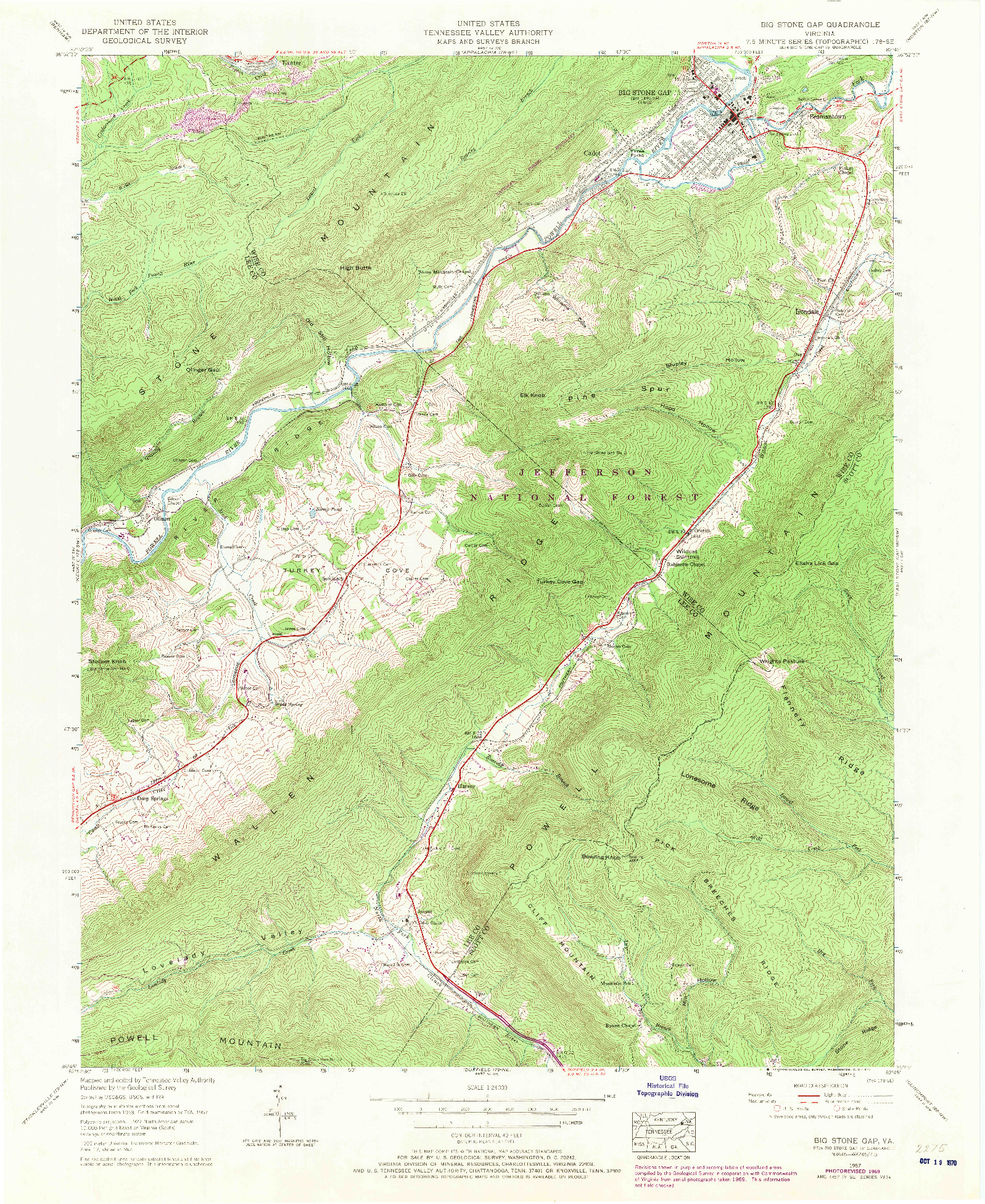 USGS 1:24000-SCALE QUADRANGLE FOR BIG STONE GAP, VA 1957