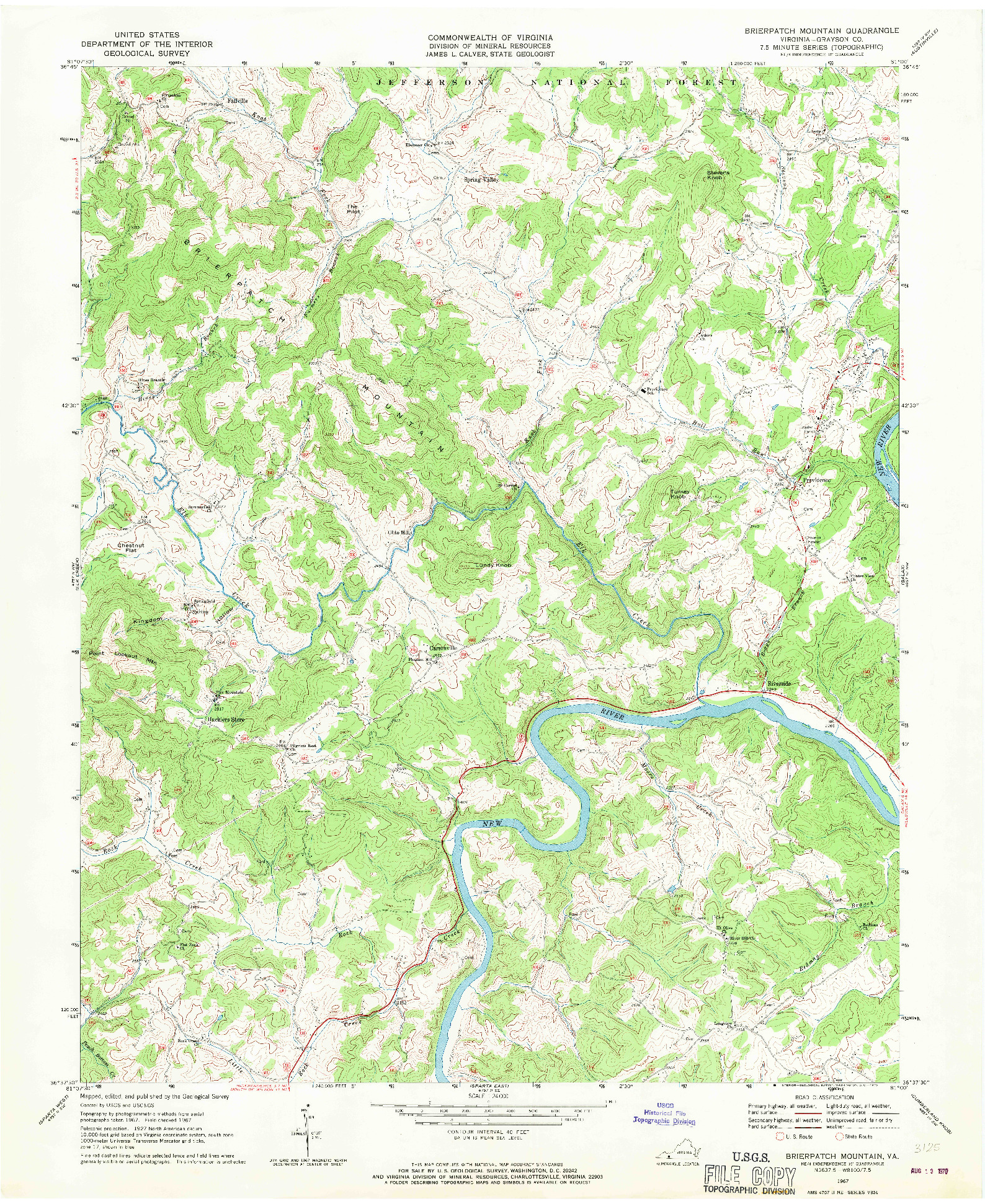 USGS 1:24000-SCALE QUADRANGLE FOR BRIERPATCH MOUNTAIN, VA 1967