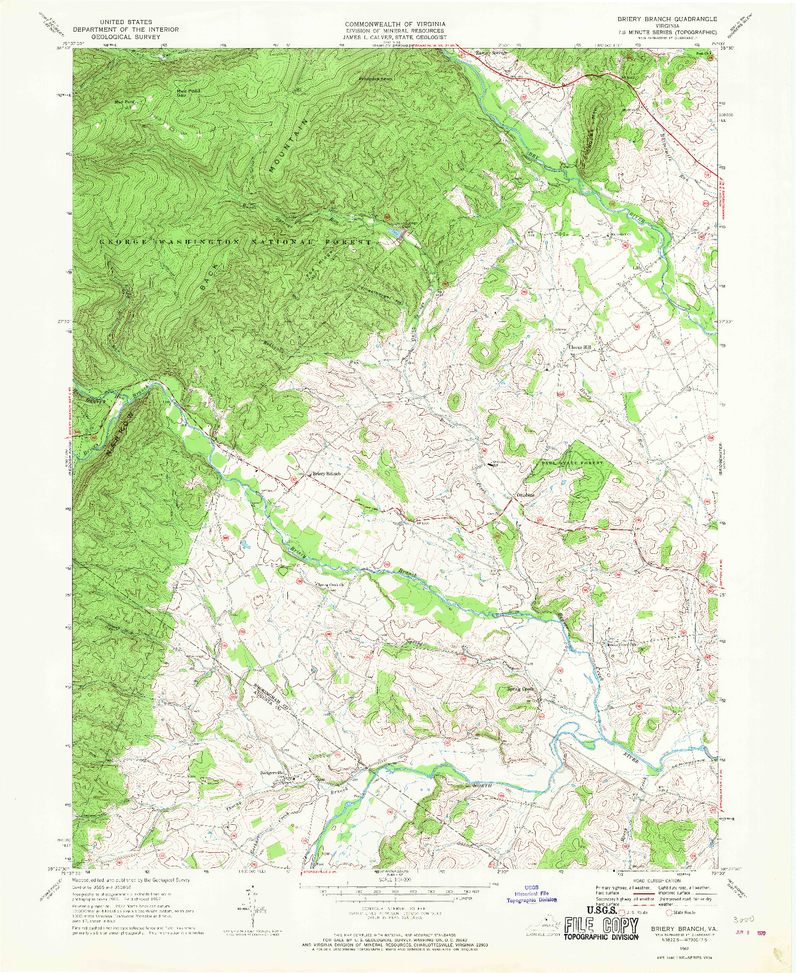 USGS 1:24000-SCALE QUADRANGLE FOR BRIERY BRANCH, VA 1967