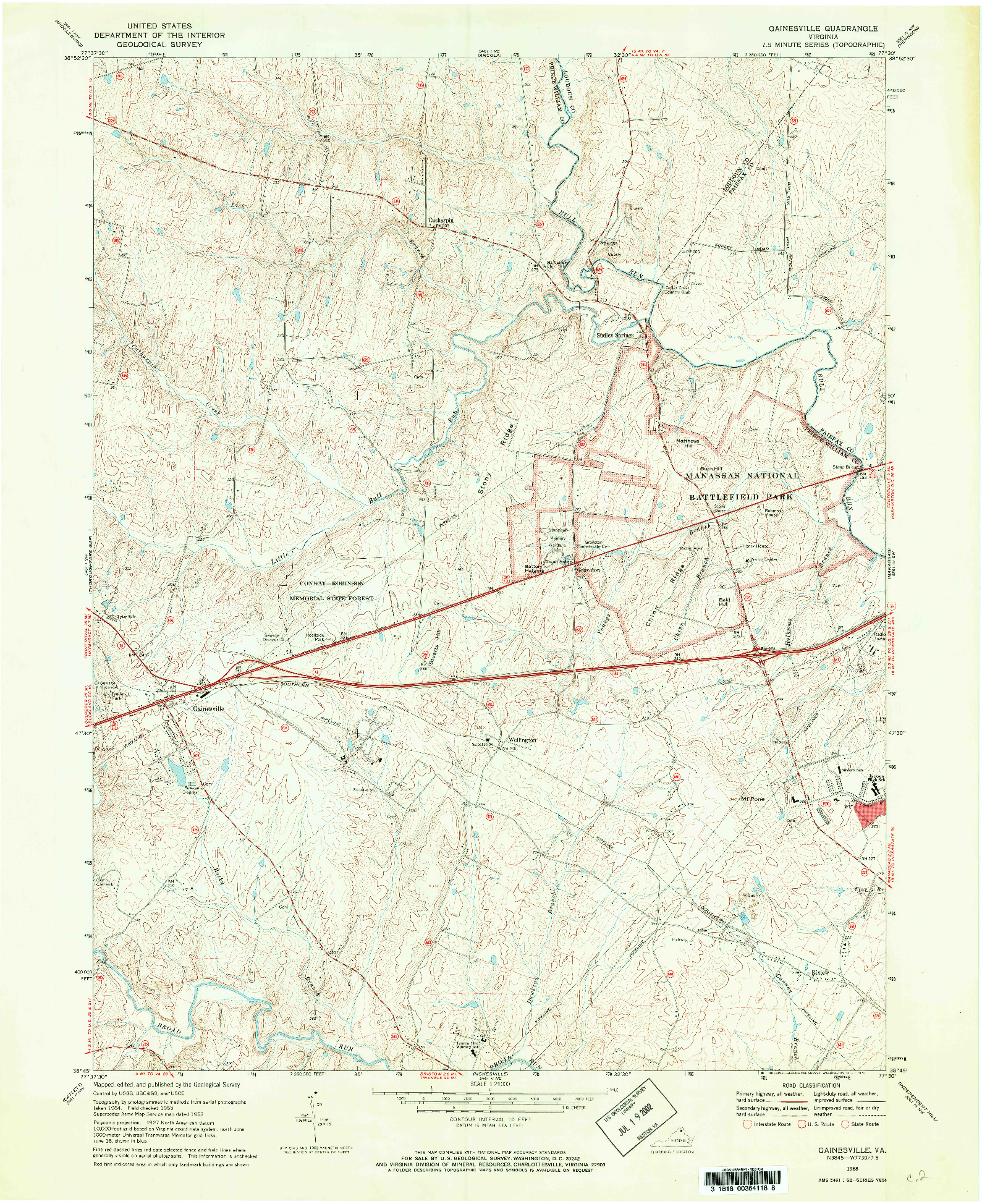 USGS 1:24000-SCALE QUADRANGLE FOR GAINESVILLE, VA 1968