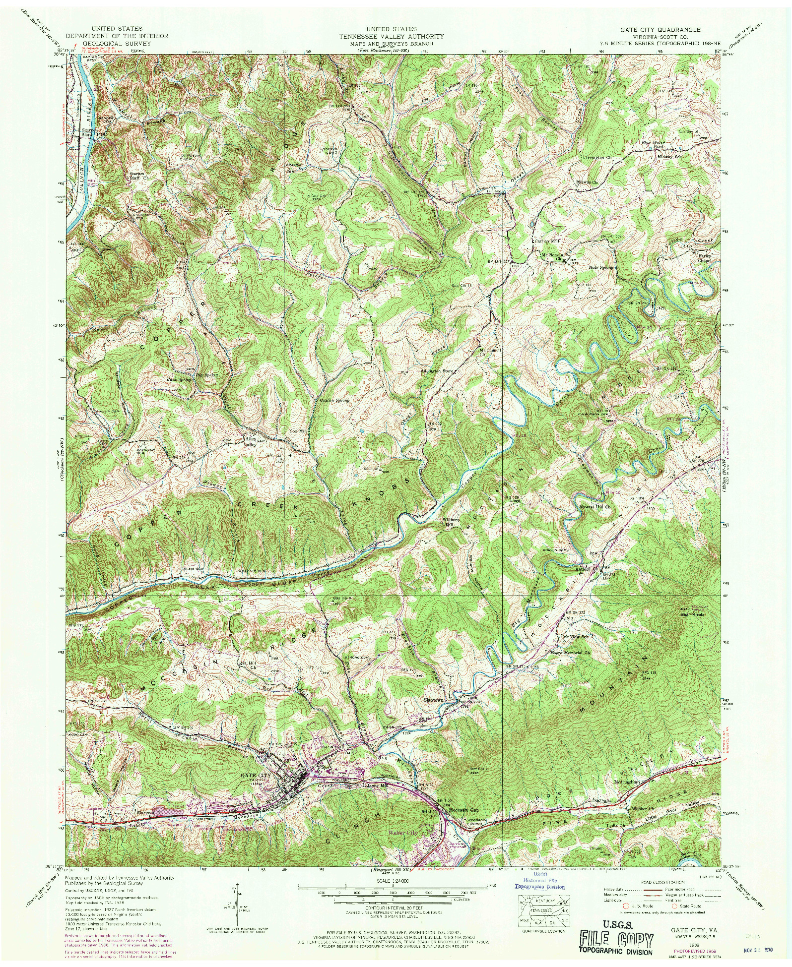 USGS 1:24000-SCALE QUADRANGLE FOR GATE CITY, VA 1938