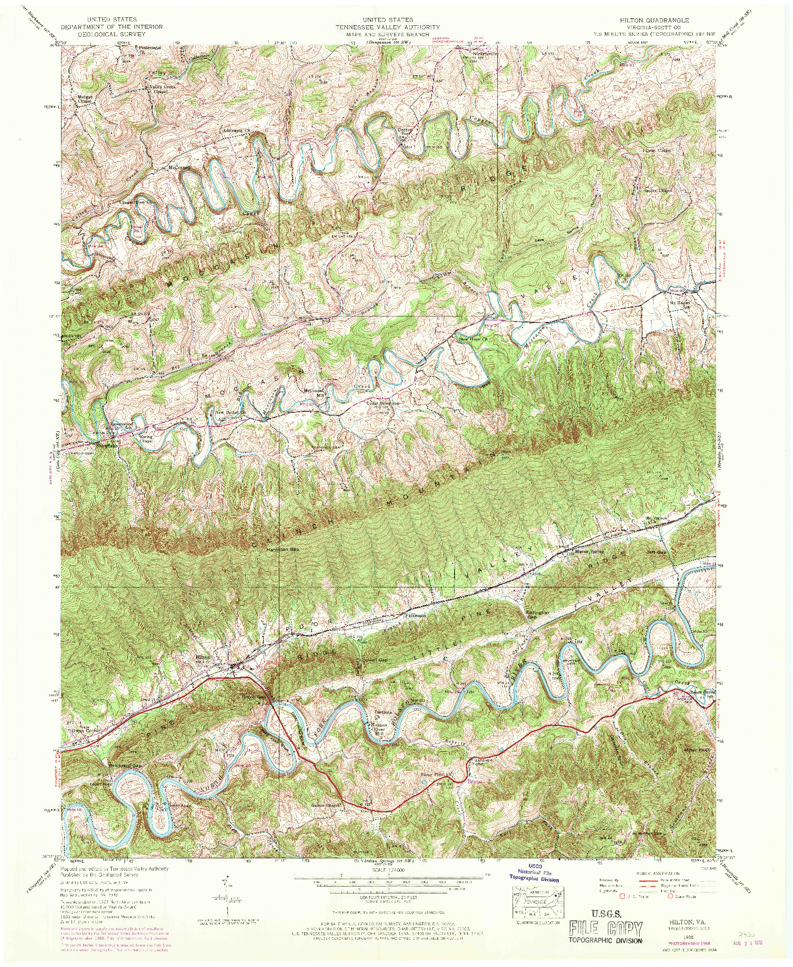 USGS 1:24000-SCALE QUADRANGLE FOR HILTON, VA 1938