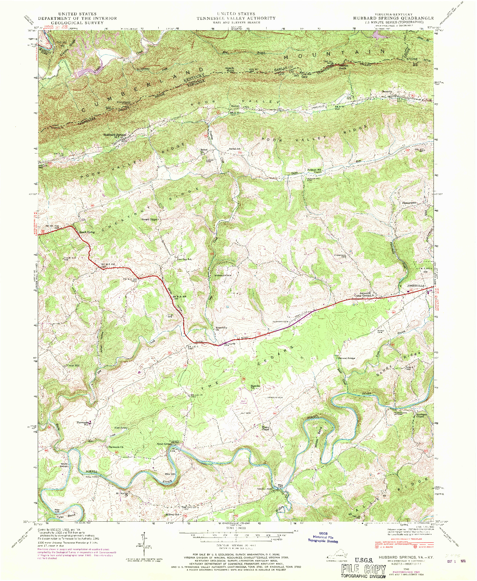USGS 1:24000-SCALE QUADRANGLE FOR HUBBARD SPRINGS, VA 1946