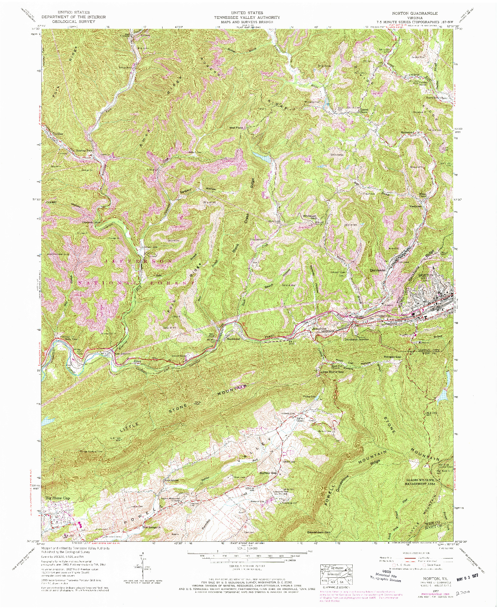 USGS 1:24000-SCALE QUADRANGLE FOR NORTON, VA 1957