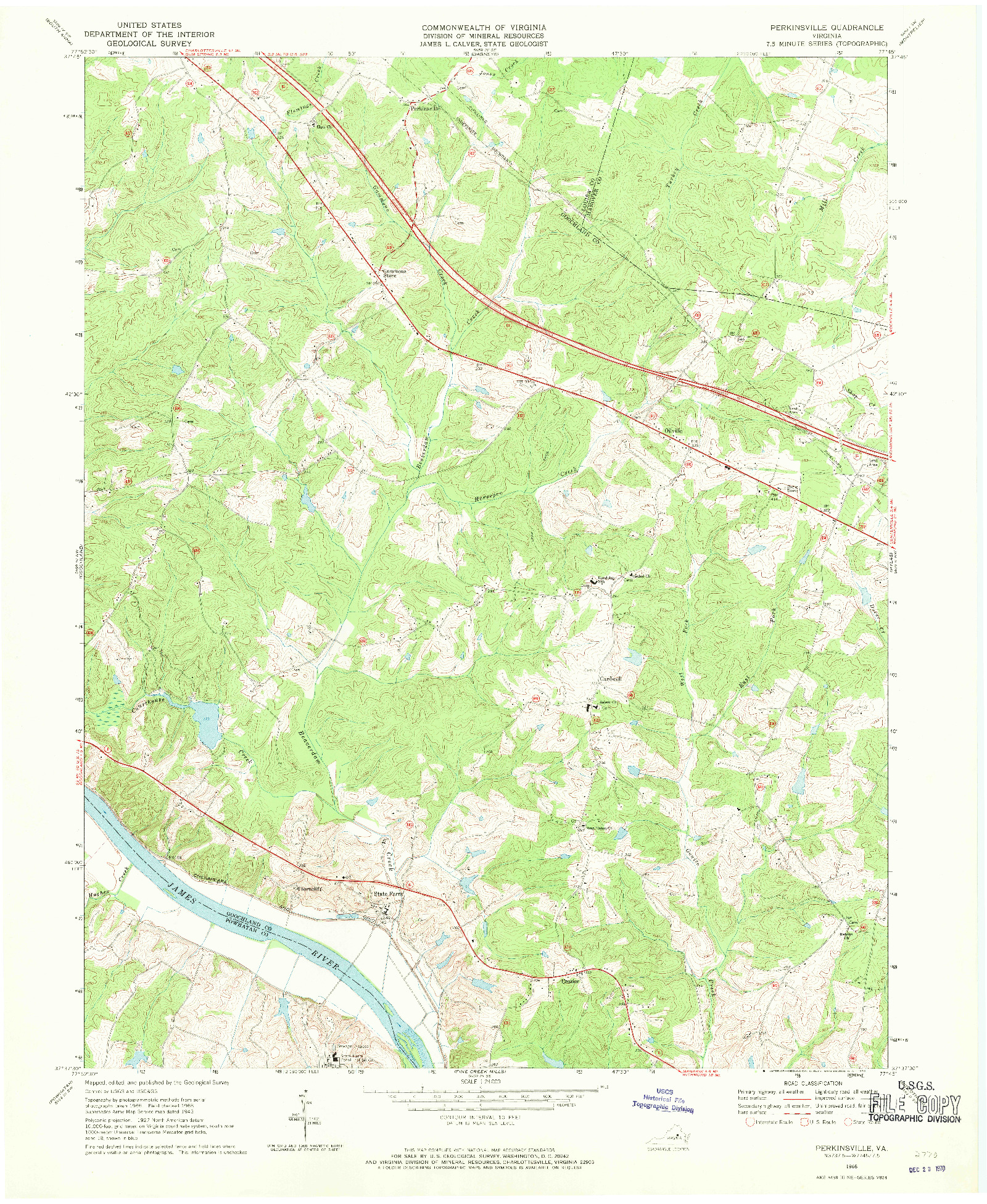 USGS 1:24000-SCALE QUADRANGLE FOR PERKINSVILLE, VA 1968