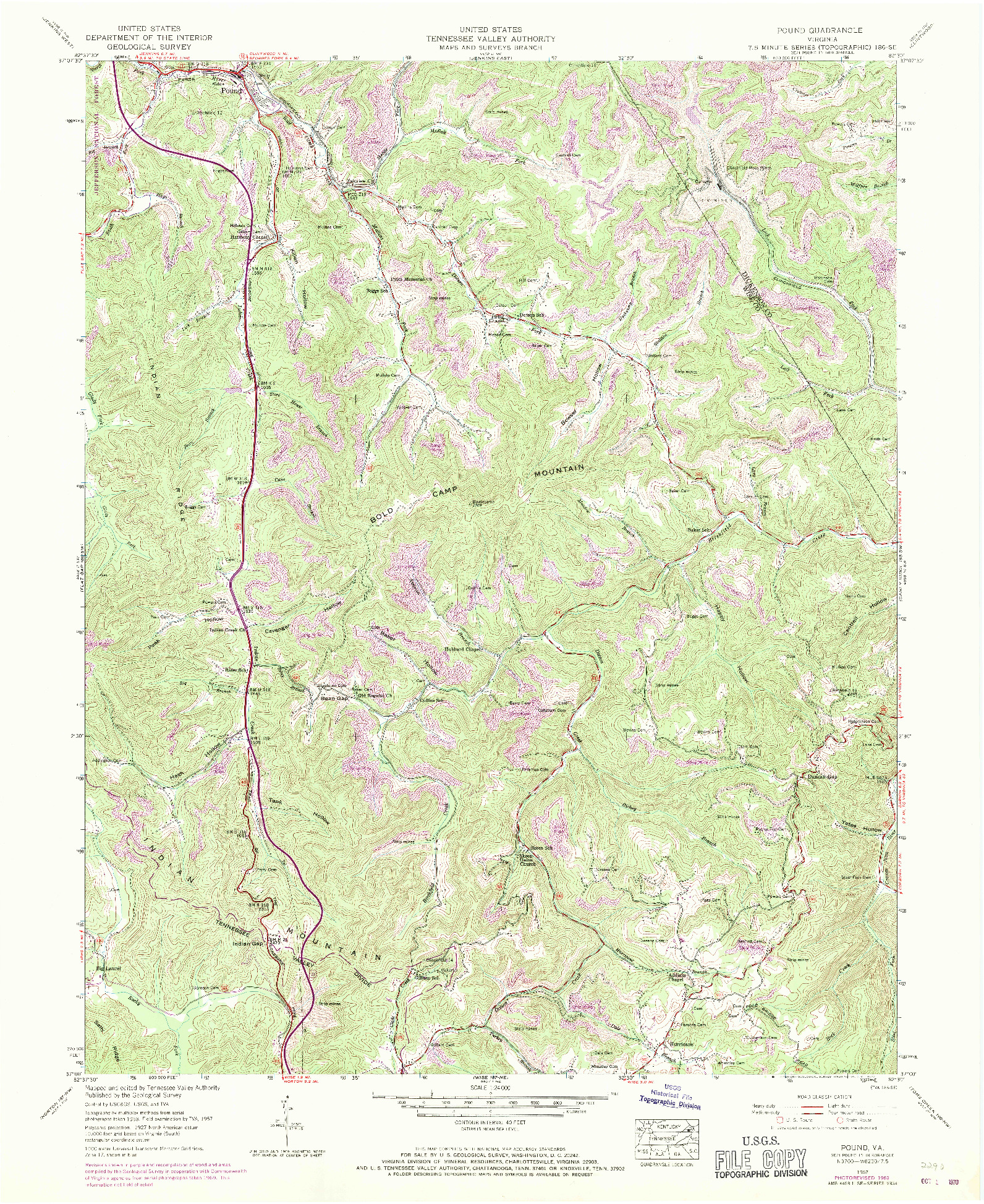 USGS 1:24000-SCALE QUADRANGLE FOR POUND, VA 1957