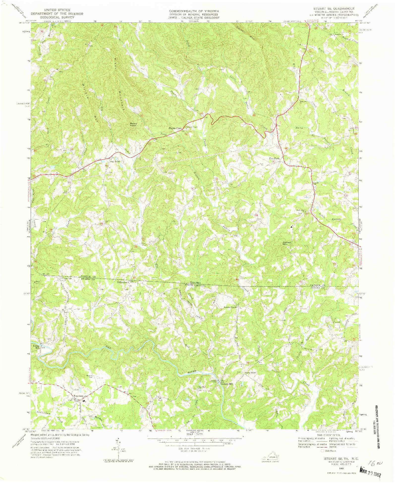 USGS 1:24000-SCALE QUADRANGLE FOR STUART SE, VA 1968