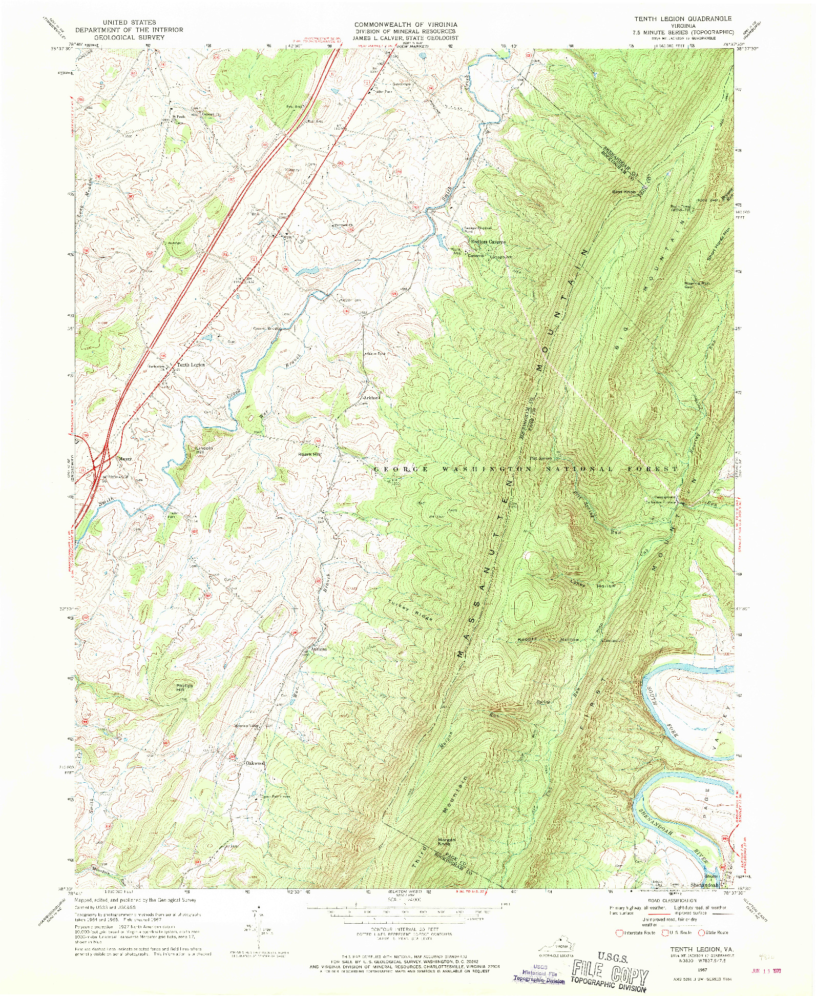 USGS 1:24000-SCALE QUADRANGLE FOR TENTH LEGION, VA 1967